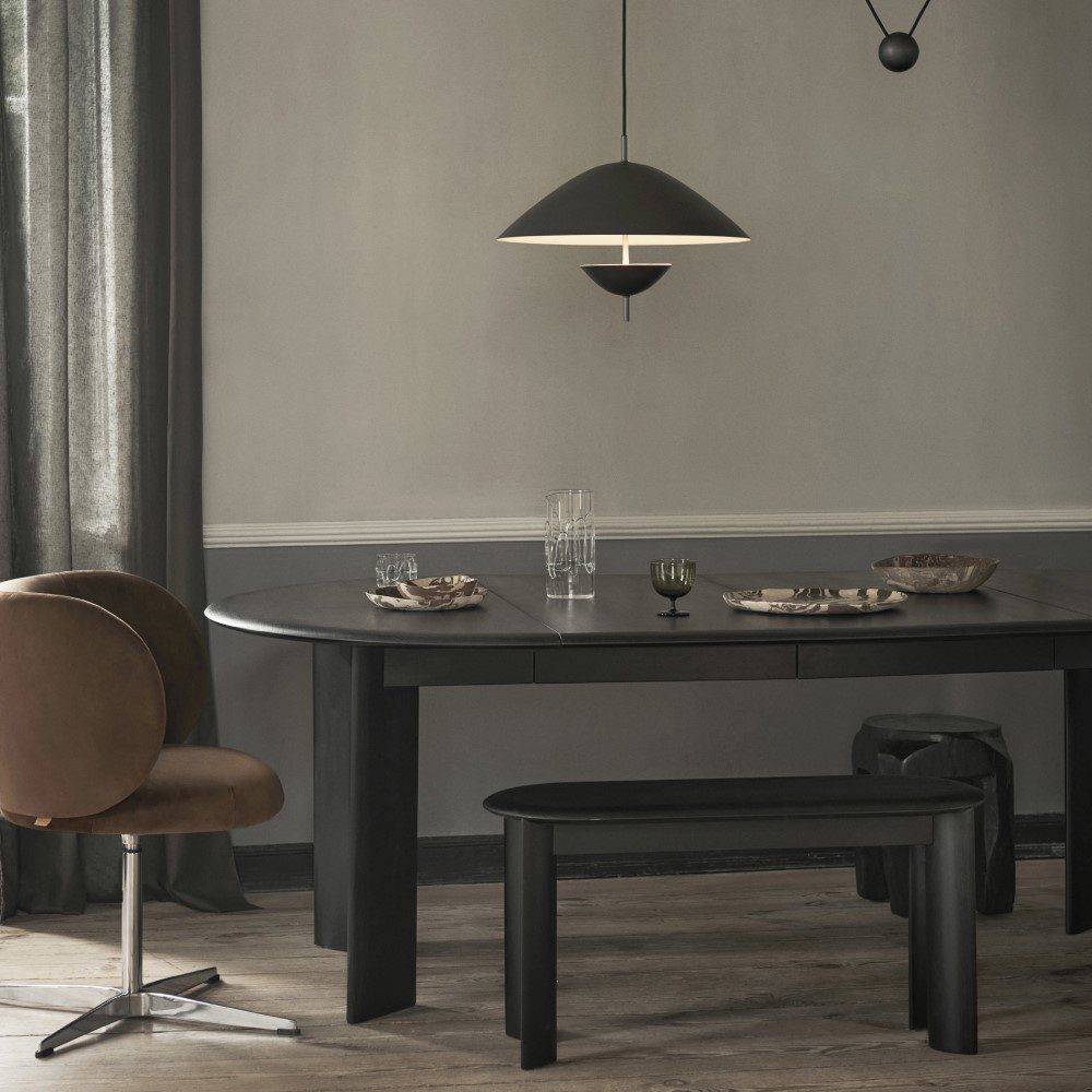 FERM LIVING Rico Swivel Dining Chair - Soft Brown Velvet Upholstery, Modern Comfort for Home & Office Use | Perfect for Dining Rooms, Kitchens, and Workspaces