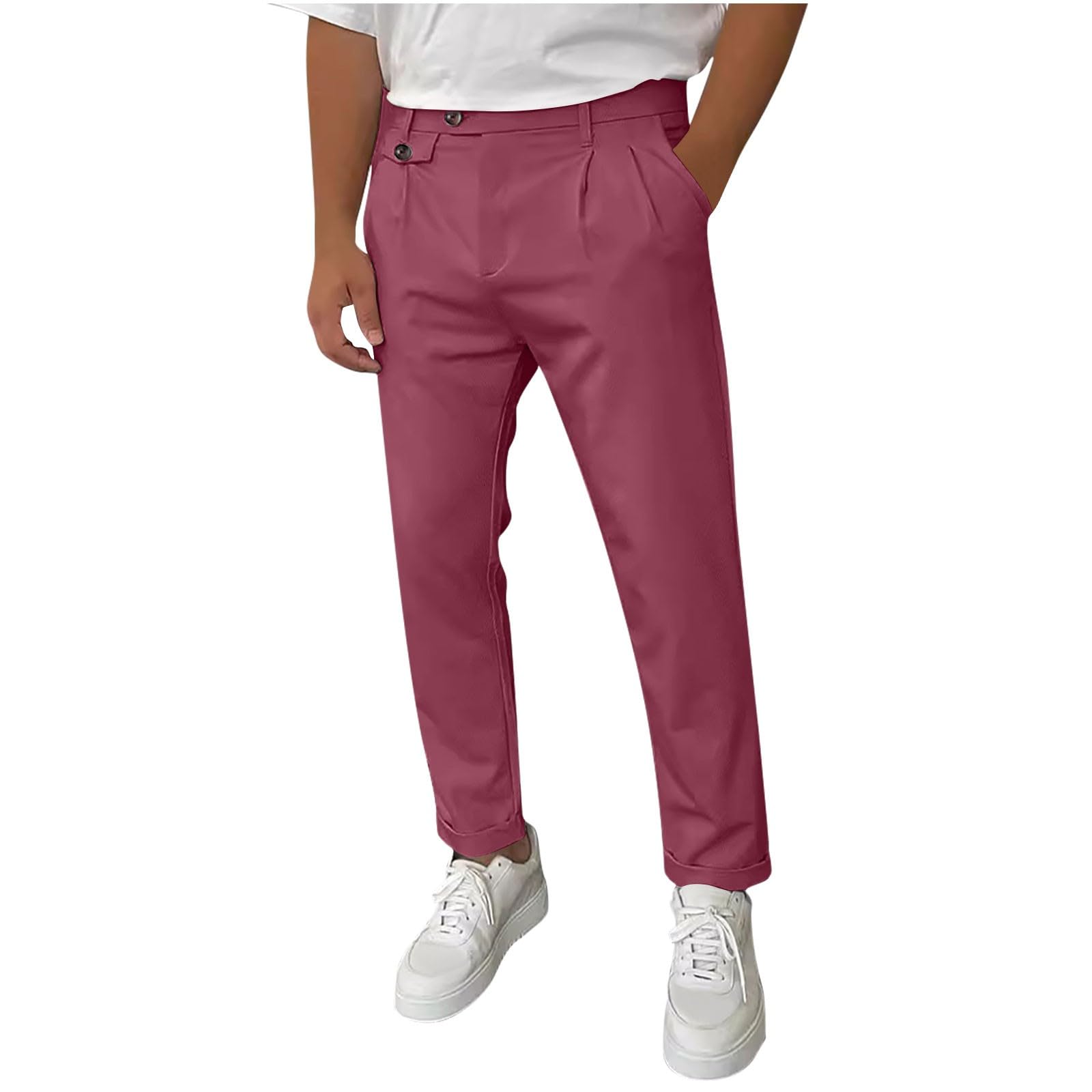 Men's Slim Fit Stretch Dress Pants - Business Casual & Golf Work Pants with Pockets - Perfect for Office, Travel & Outdoor Activities