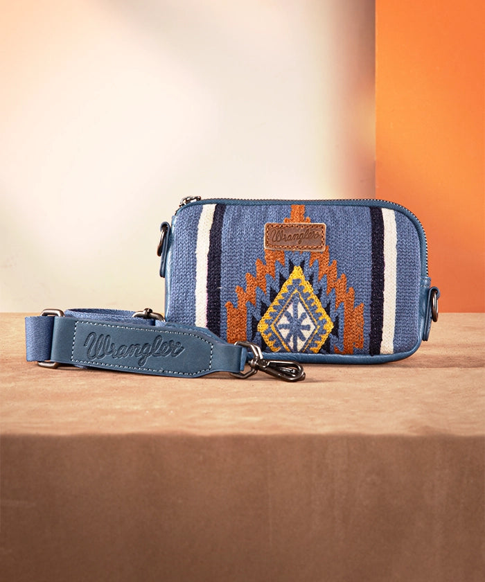 Wrangler Aztec Knitted Mini Crossbody Bag for Women - Stylish Boho Purse with Adjustable Strap, Perfect for Travel, Shopping & Everyday Use