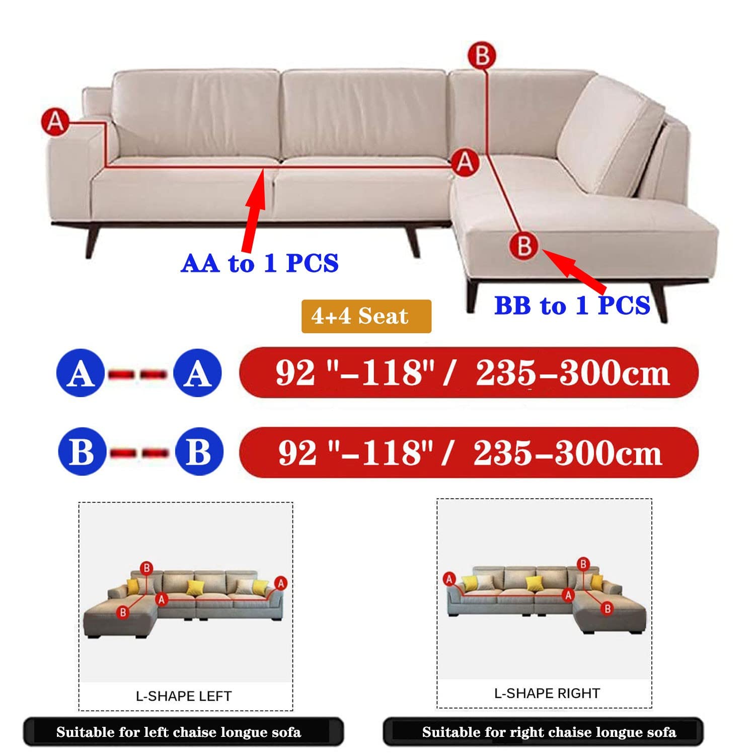 Stretchable L-Shaped Sectional Sofa Covers for Pets - Gray 3-Cushion Couch Protector with 2 Pillowcases (2PC) - Perfect for Living Room Furniture Protection & Dog-Friendly Home Decor