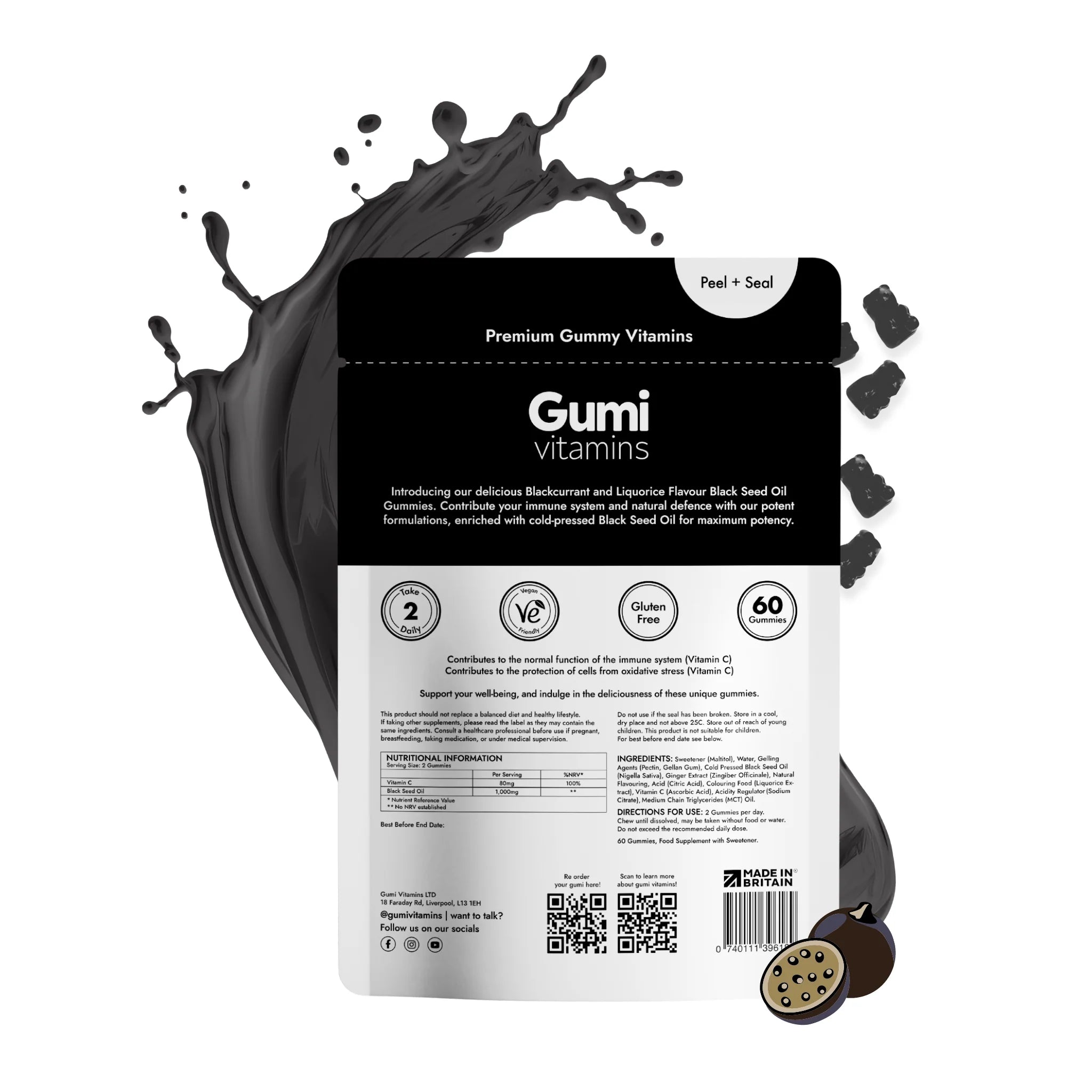 Premium Gummy Vitamins with Black Seed Oil for Immune Support - Boost Energy & Wellness for Adults & Kids