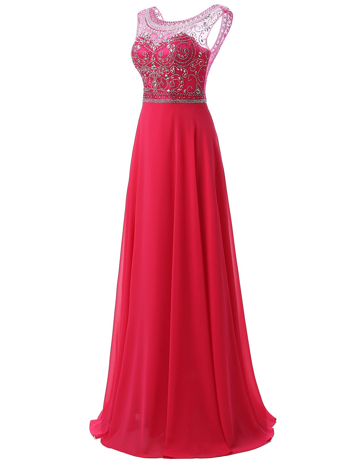Elegant Sarahbridal Women's Long Chiffon A-line Beaded Bridesmaid Dress & Prom Gown - Perfect for Weddings, Formal Events & Special Occasions