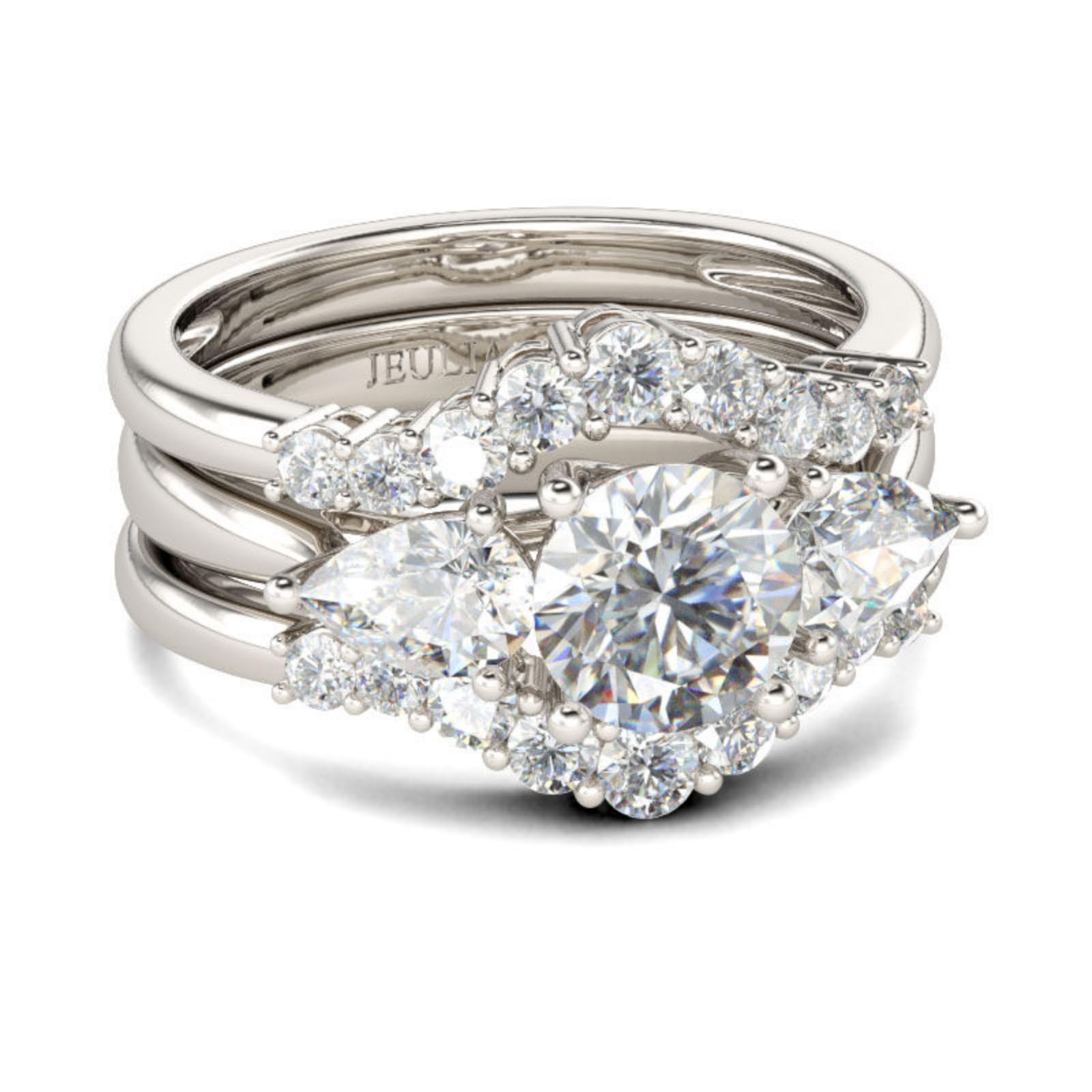 Jeulia 3-Stone Round Cut Sterling Silver Ring Set for Women - Anniversary, Birthday Gift for Wife & Girlfriend with Elegant Jewelry Box | Perfect for Proposals, Engagements & Special Occasions