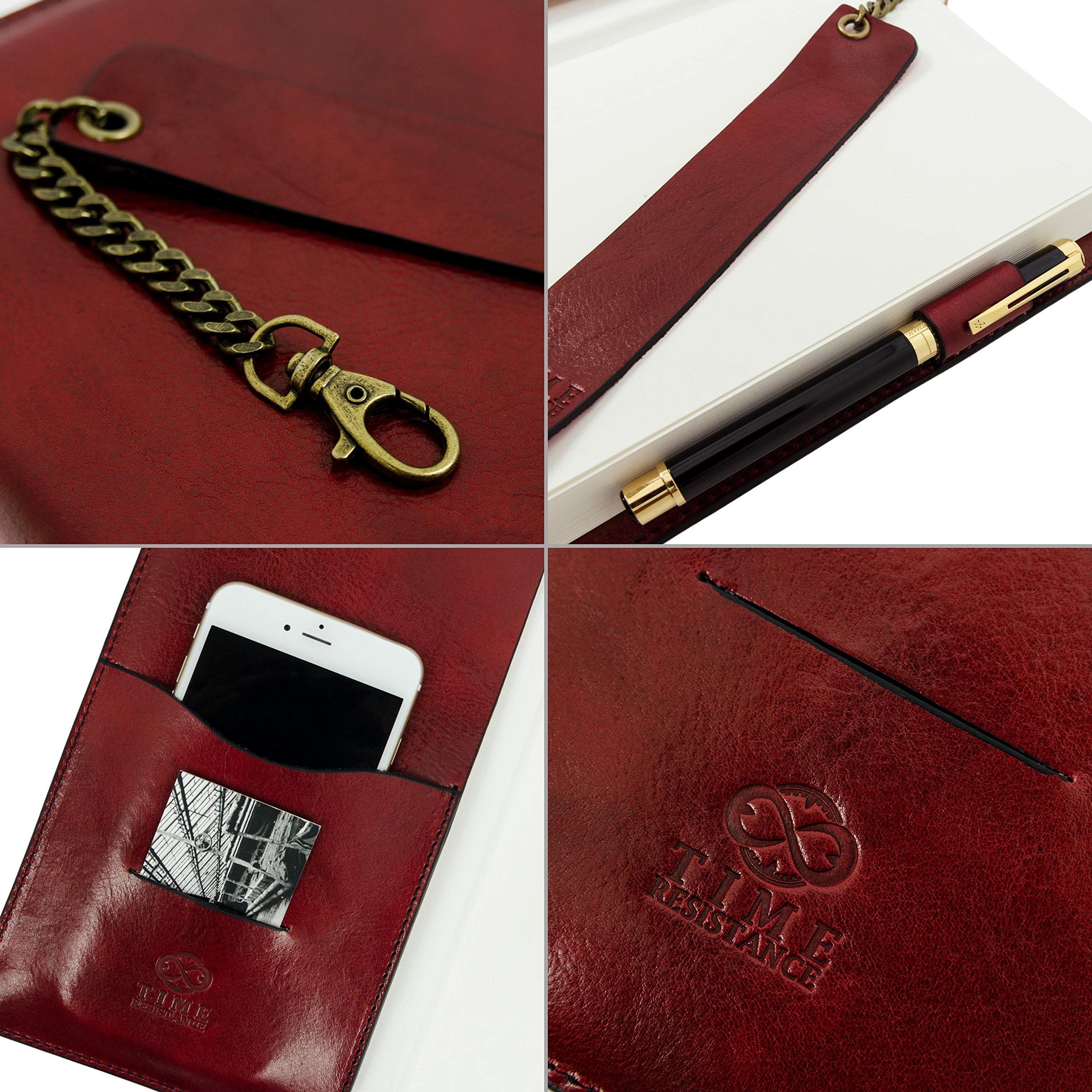 Premium Italian Handmade Leather Journal - 320 Lined A5 Notebook with Bookmark & Gift Box (Red) - Perfect for Writing, Sketching & Gift Giving