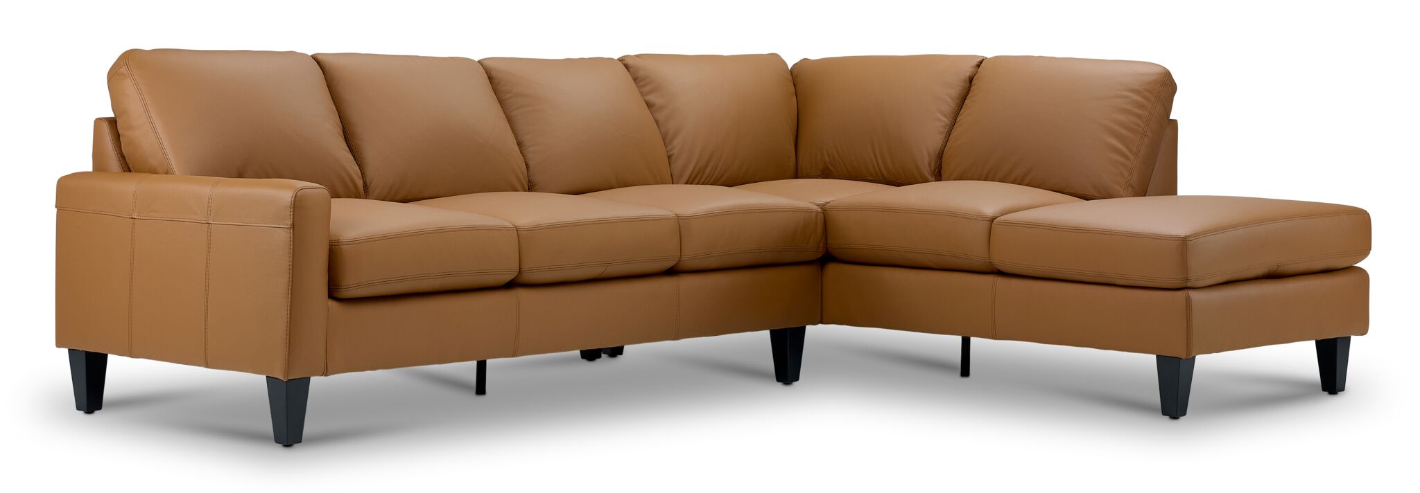 Premium Chito Leather 2-Piece Sectional Sofa with Right-Facing Chaise in Saddle Brown - Perfect for Living Room, Family Room & Home Theater Comfort