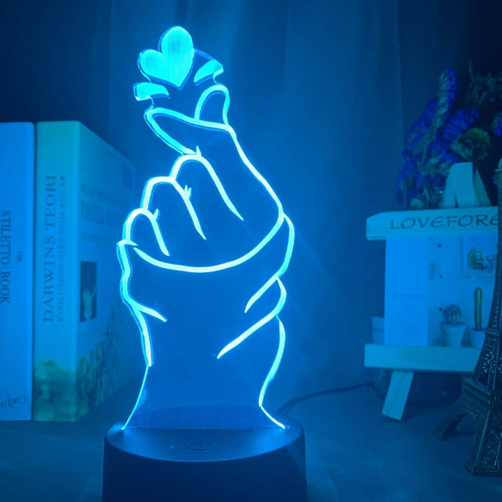 3D Love Heart Night Light LED Touch Control Table Lamp - 7 Color Changing Mood Light for Bedroom, Kids Room, Christmas Decor, Birthday Gift, Romantic Home Decor