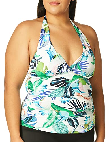 Women's V-Neck Halter Tankini Swimsuit Top - Sexy Swimwear for Beach, Pool & Vacation - Plus Size & Regular Sizes Available