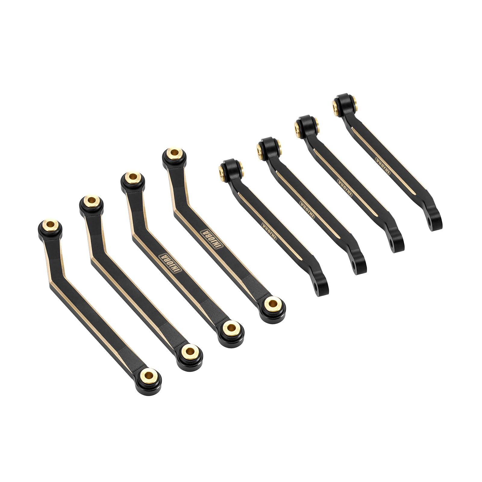 INJORA 8PCS Black Brass High Clearance Chassis Links 39g Heavy Duty Upgrade Parts for FMS FCX24 1/24 Scale RC Crawler - Perfect for Off-Road Terrain and Rock Crawling Adventures