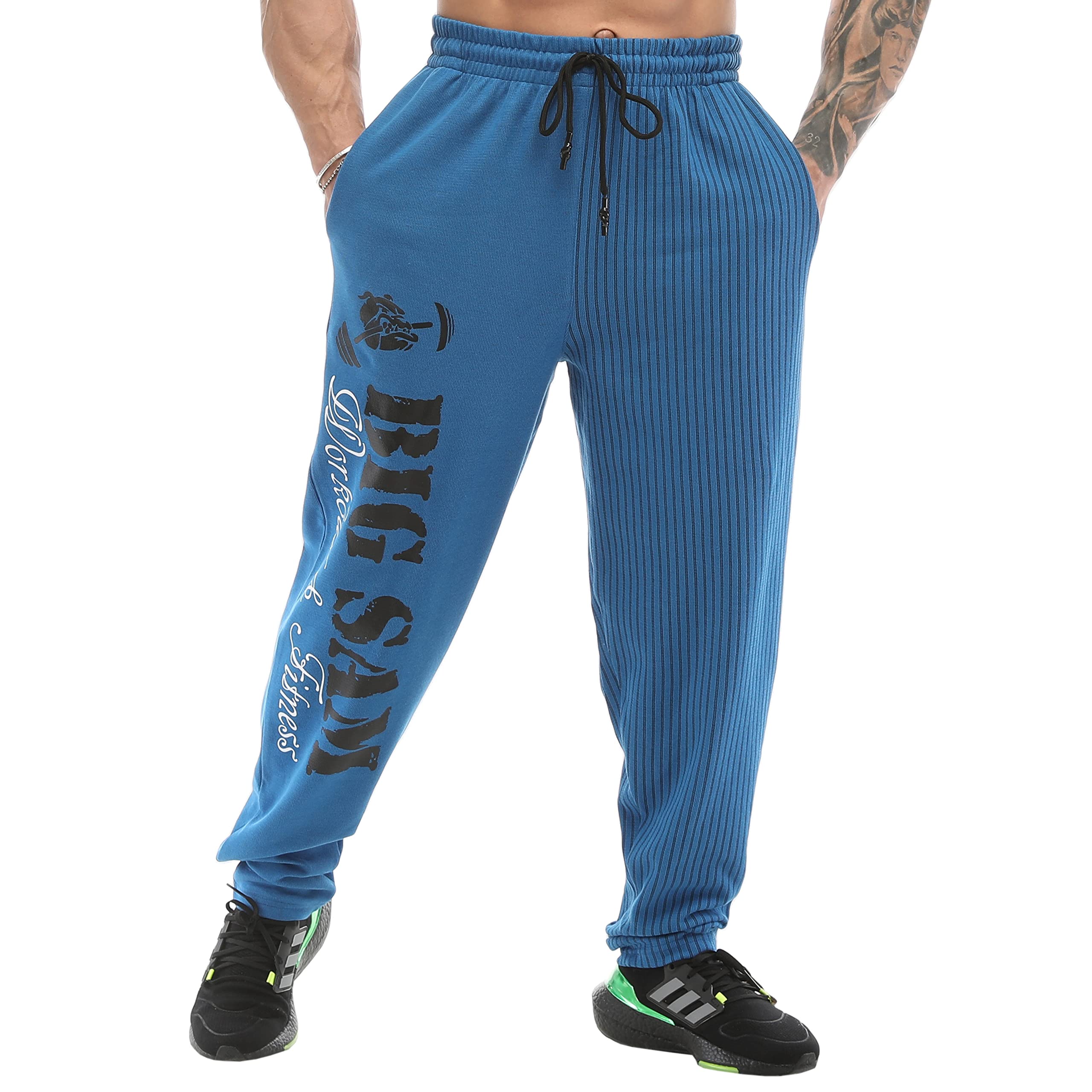 BIG SAM SPORTSWEAR Men's Jogger Sweatpants with Pockets - Comfortable Baggy Workout Pants for Bodybuilding & Gym Training - Perfect for Casual Wear, Running & Fitness Activities