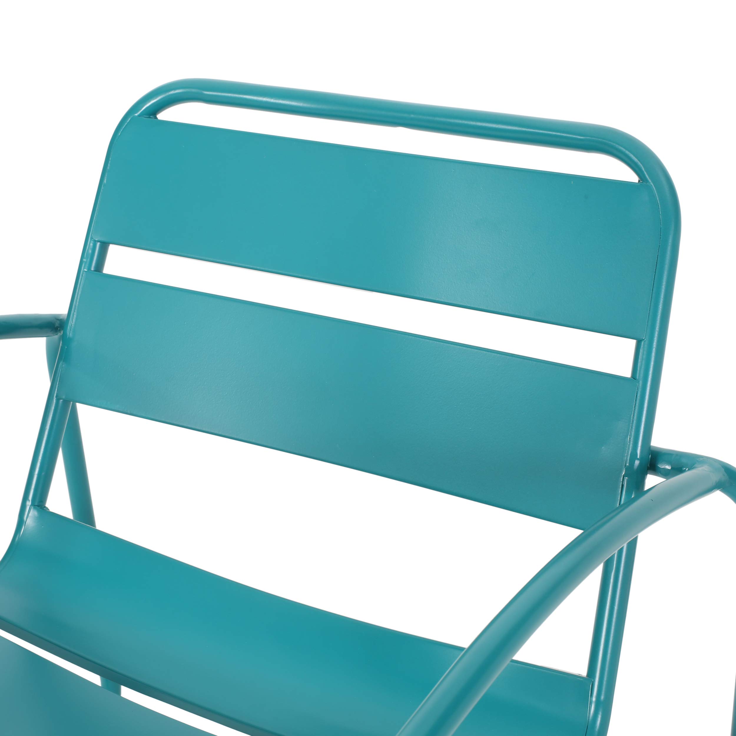 GDF Studio Outdoor Dining Chairs (Set of 2) - Matte Teal Patio Furniture for Garden, Poolside, Backyard & Restaurant Use