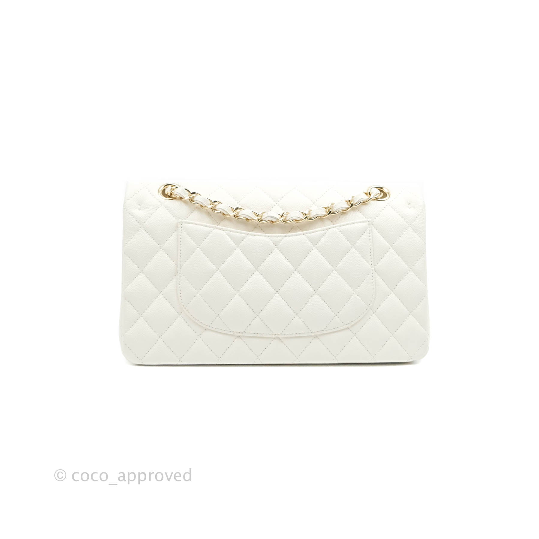 Chanel Classic Medium Double Flap Bag in White Caviar Leather with Gold Hardware - Perfect for Luxury Everyday Wear & Special Occasions