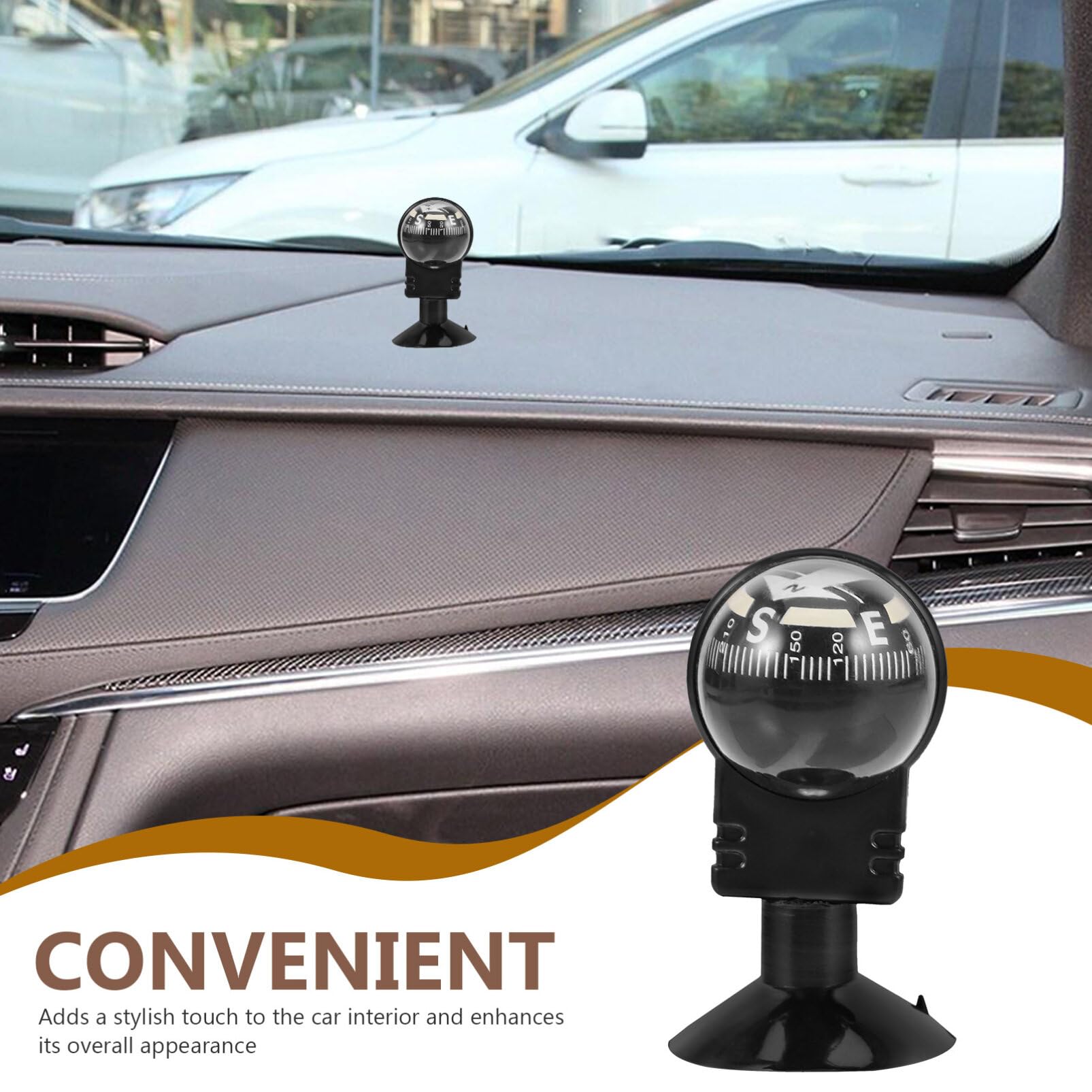 HANABASS Car Compass Ball - 360° Swivel Dashboard Compass for Cars, Trucks & Boats | Accurate Navigation, Stylish Auto Interior Decoration | Perfect for Road Trips, Off-Roading & Marine Adventures
