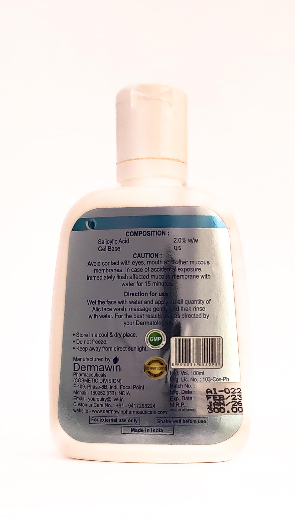 ALIC 2% Salicylic Acid Face Wash Gel for Acne & Oily Skin - Deep Cleansing & Exfoliating Facial Cleanser for Daily Skincare Routine