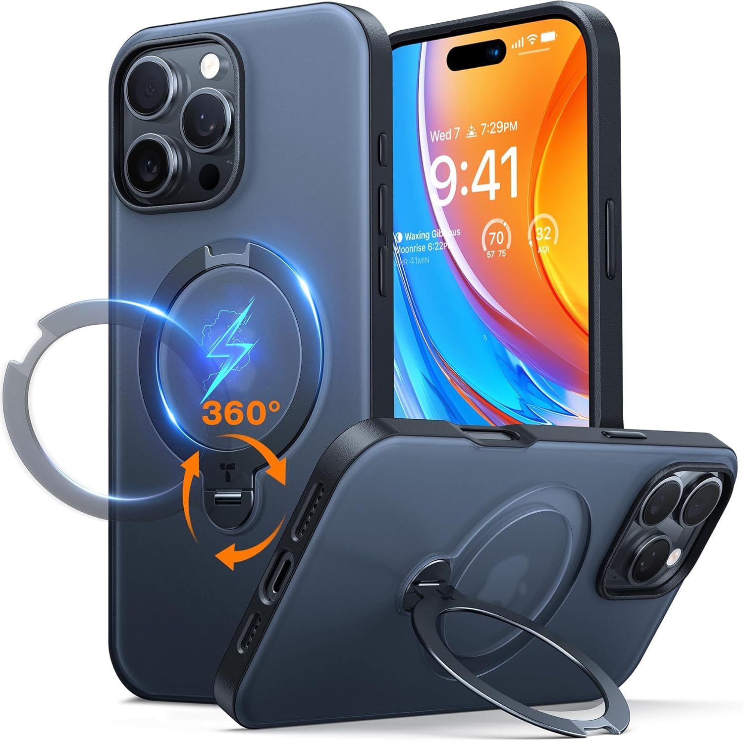 TORRAS Upgraded 360° Rotating Magnetic Stand Case for iPhone 16 Pro Max | Military-Grade Protection | Magsafe Compatible | Built-in Kickstand | 6.9 Inch Black | Perfect for Hands-Free Viewing, Video Calls & Gaming