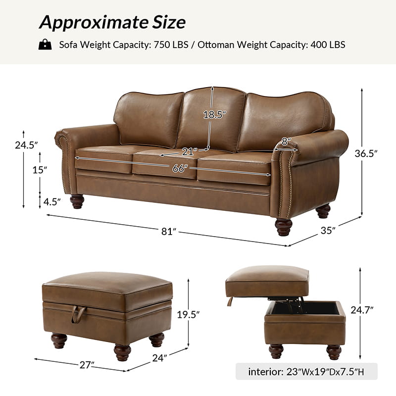 Amelia 2-Piece Living Room Furniture Set - Sofa & Loveseat (Multiple Styles Available) - Perfect for Small Spaces & Cozy Apartments