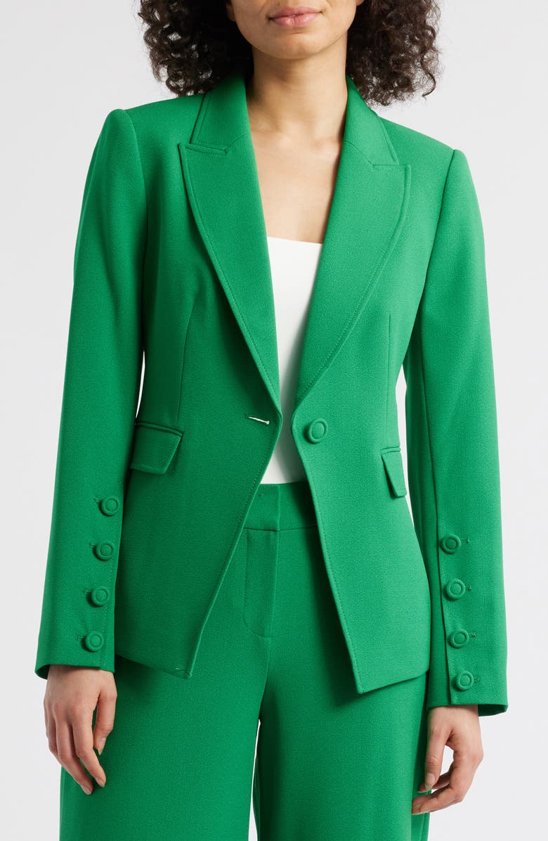 Stylish Green 2-Piece Single Button Peak Lapel Women's Business Casual Suit - Slim Fit Office Wear & Professional Outfit for Work, Interviews & Formal Events