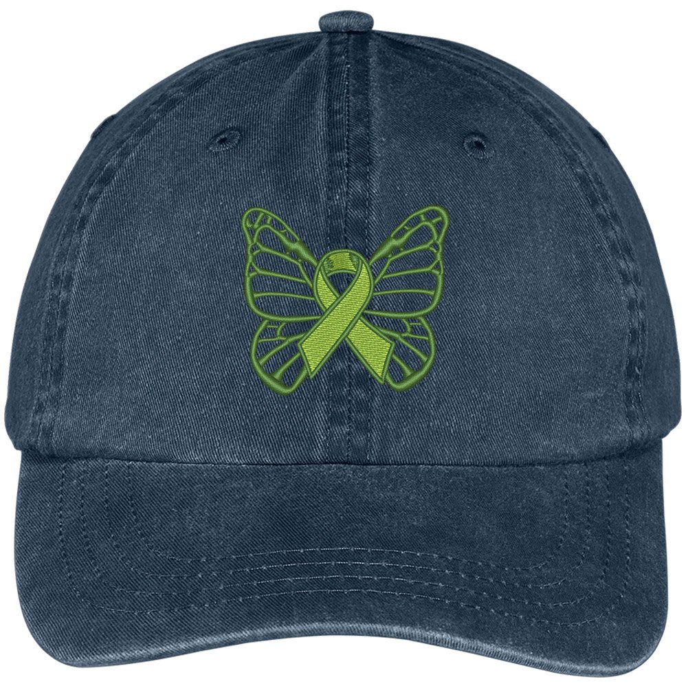 Trendy Lymphoma Awareness Butterfly Embroidered Cotton Baseball Cap - Soft Washed Unisex Hat for Cancer Support, Outdoor Activities & Casual Wear