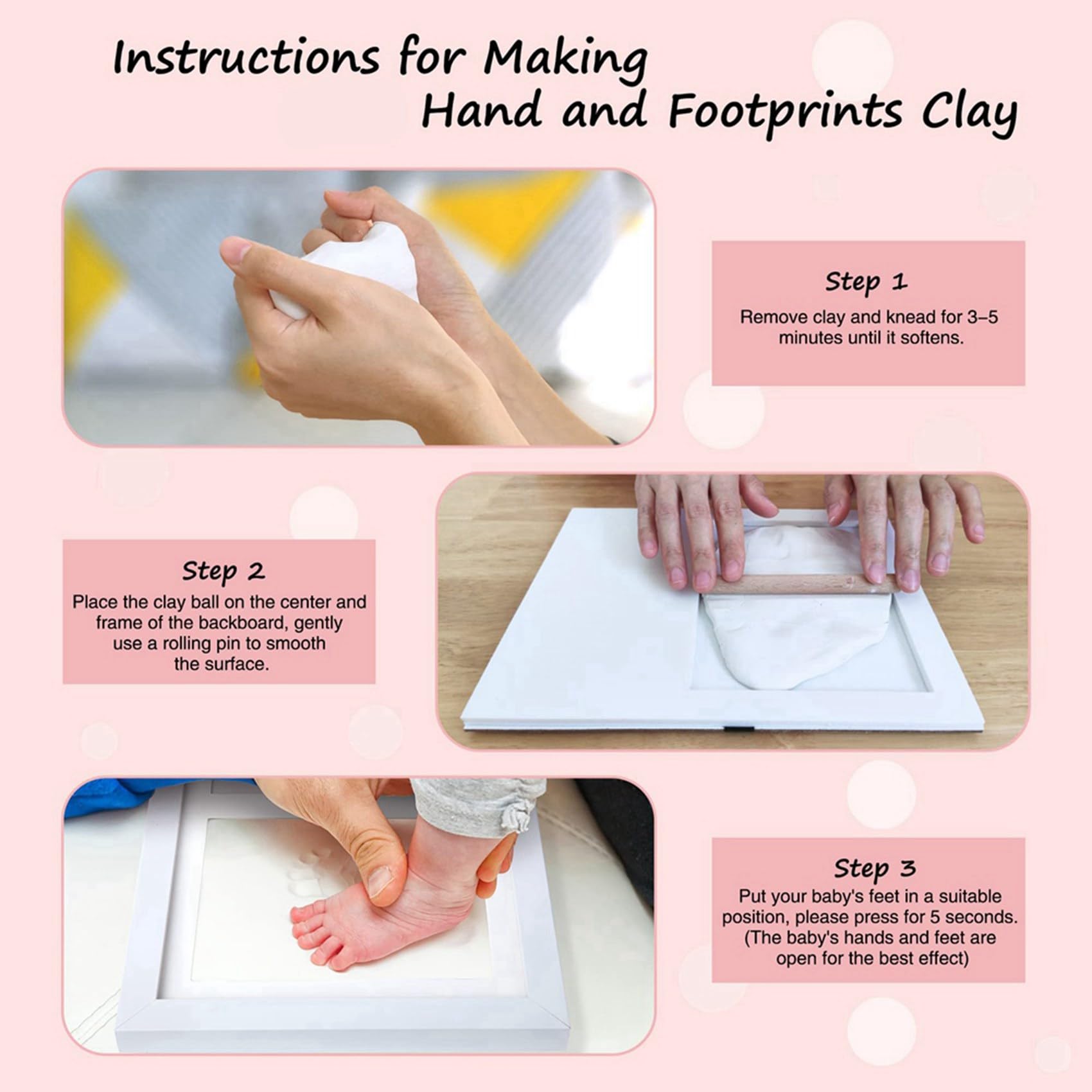 ALGONETO 2X Baby Handprint & Footprint Kit - Newborn Keepsake Frame with Non-Toxic Clay - Perfect for First Birthday, Baptism, Baby Shower Gifts & Nursery Decor