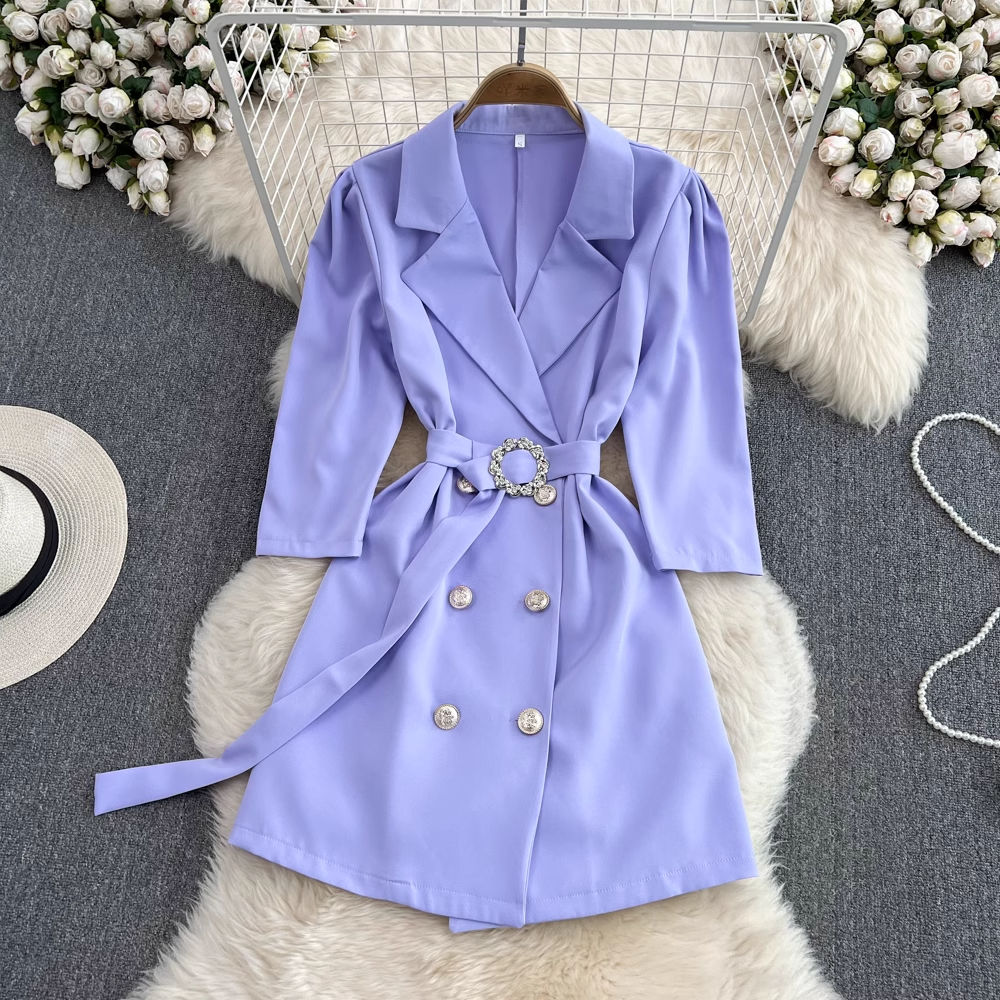 Vintage Autumn A-Line Short Suit Dress for Women | Retro 1603 Style | Perfect for Fall Weddings, Office Wear & Date Nights