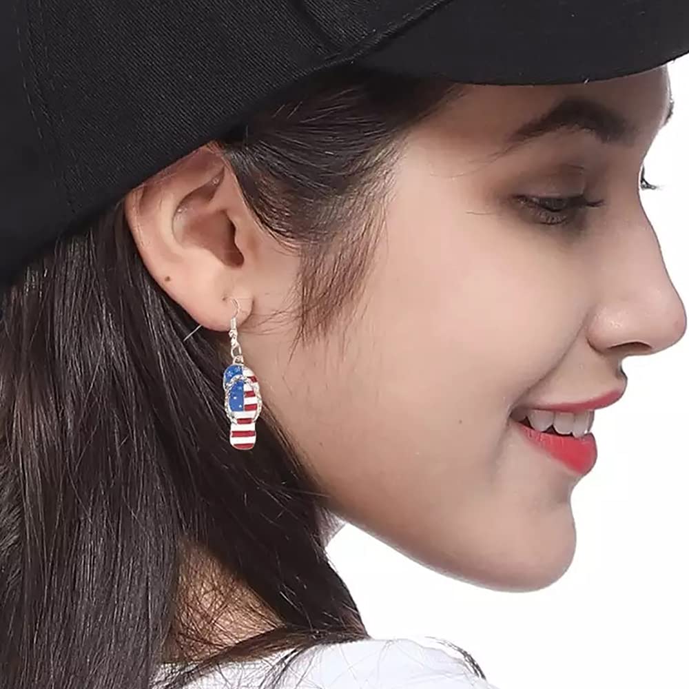 Patriotic USA Flag Earrings for Women - Red White & Blue Dangle Drop Earrings, 4th of July Independence Day Jewelry Gift - Perfect for Parties, Festivals & National Celebrations
