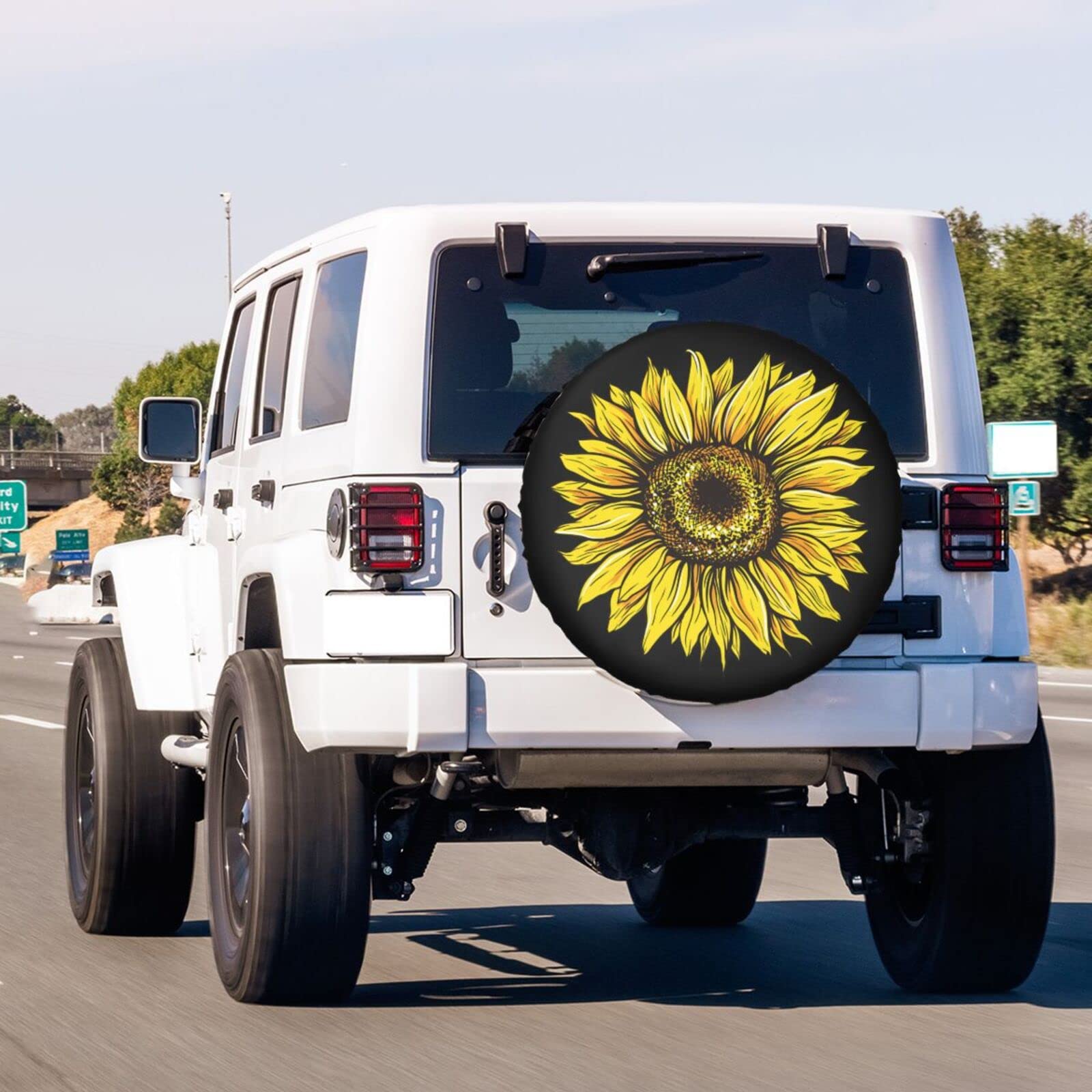 Premium Yellow Sunflower Spare Tire Cover - Waterproof & Dustproof 15 Inch Wheel Cover for RV, Trailer, SUV, Truck - Perfect for Camping & Road Trips