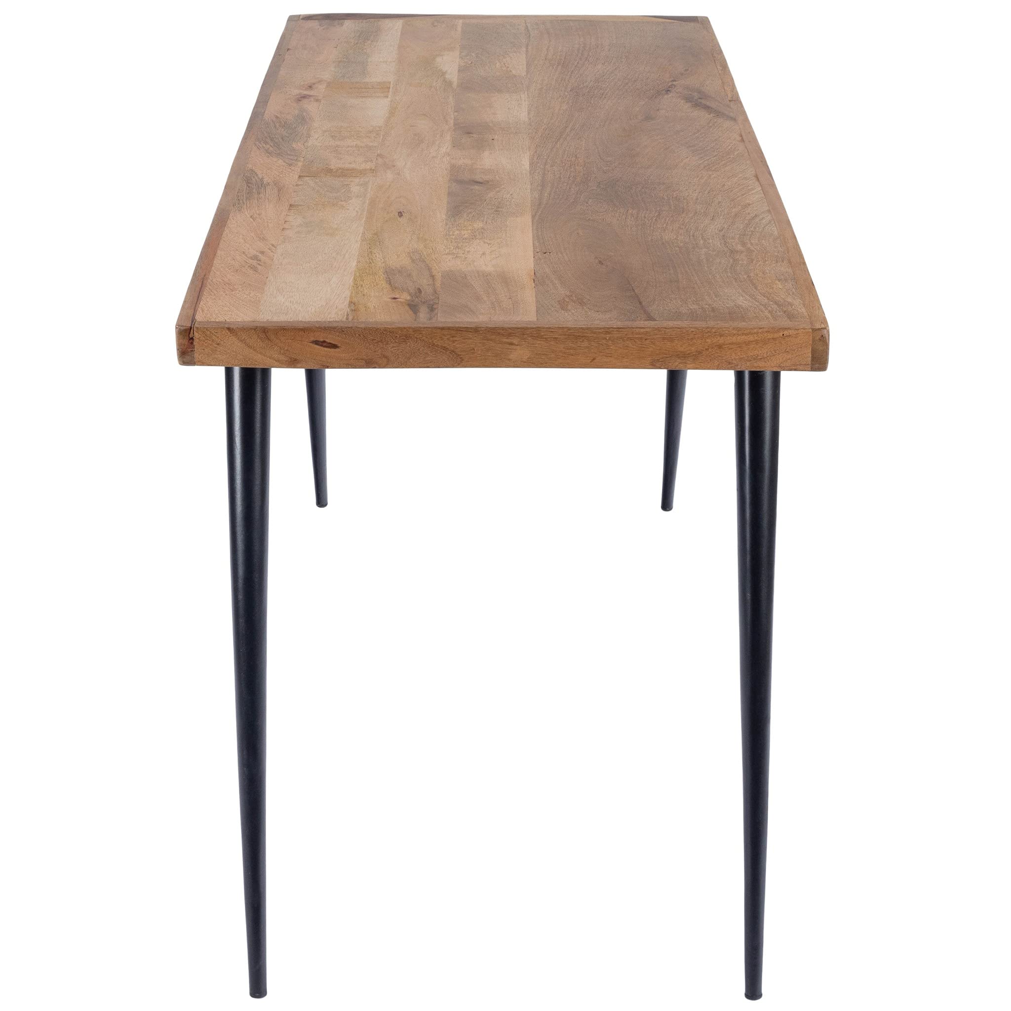 Stylish Mango Wood and Iron Desk with Black Finish - Modern Home Office Furniture for Work & Study | Durable Natural Wood & Metal Writing Desk for Office, Study Room, or Workspace
