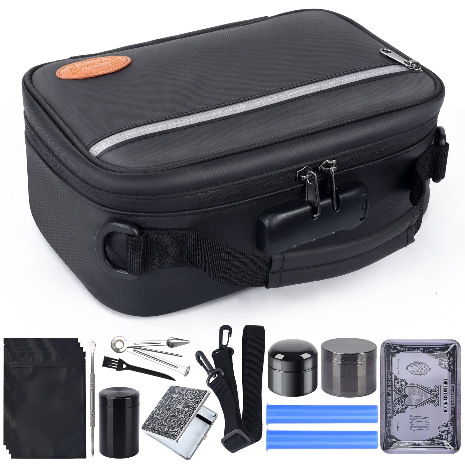 Large Smell Proof Odorless Storage Bag - 10 Pack Portable Airtight Container with Combination Lock | Blocks Strong Odors for Home, Travel & Outdoor Use | Perfect for Cannabis, Medicine & Valuables