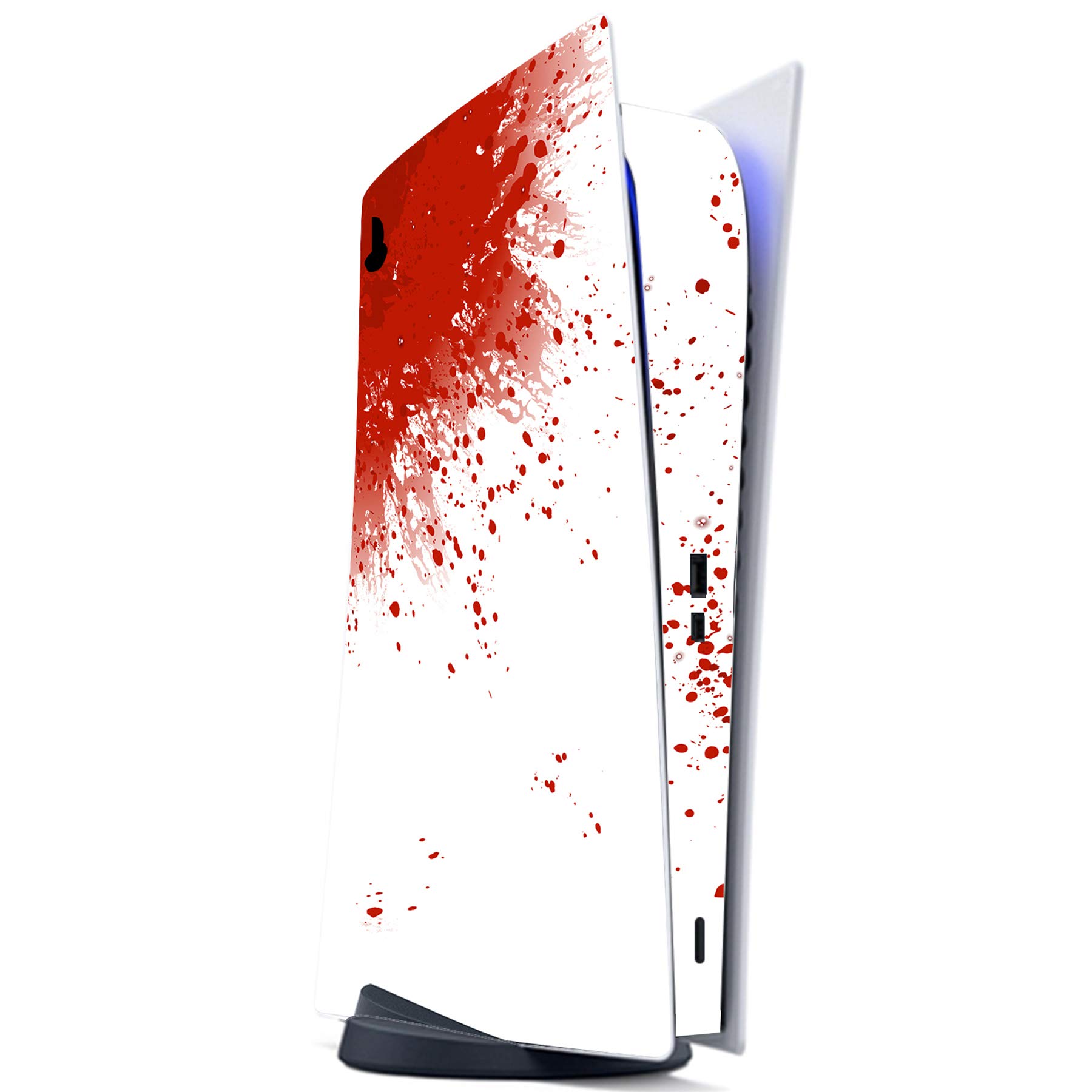 PlayVital Blood Splash Full Set Vinyl Skin Decal for PS5 Console Digital Edition - Protective Sticker Cover for PS5 Controller, Charging Station, Headset & Media Remote - Perfect for Gaming Setup & Customization