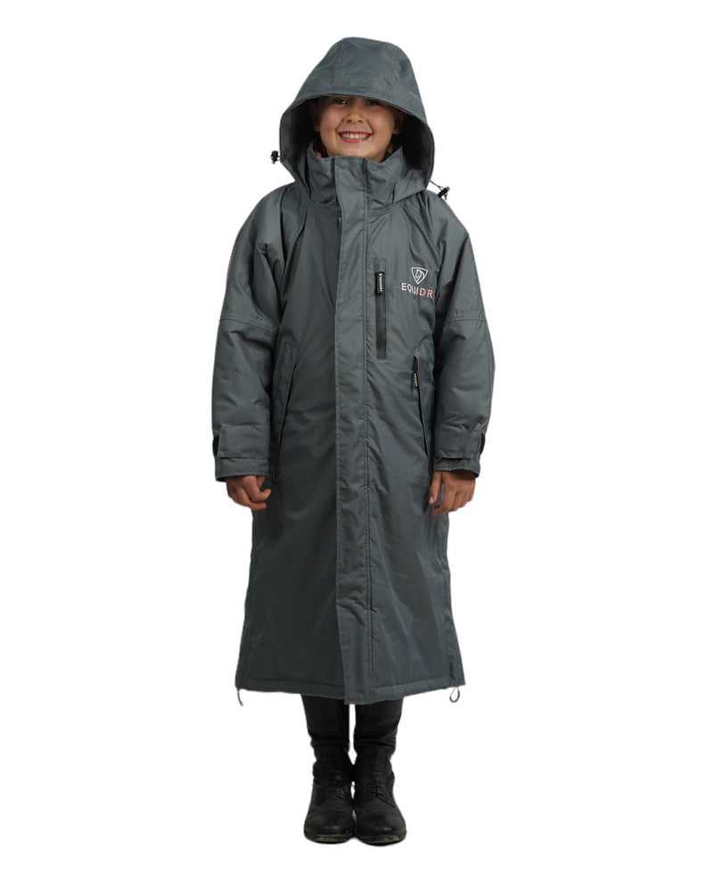 Evolution Kids' Thick Fleece Jacket with Stowaway Hood - Charcoal & Pale Pink - Warm Winter Coat for Boys & Girls - Perfect for School, Outdoor Play & Cold Weather Activities