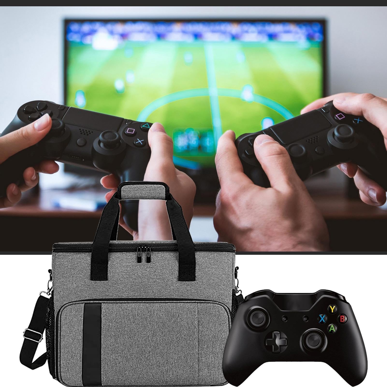 Fanelod PS5 Travel Case - Compatible with PS5, PS4, PS4 Pro & Xbox Series X/S - Protective Gaming Console Bag for Controllers & Hard Drives - Perfect for Travel, Storage & Gaming Parties