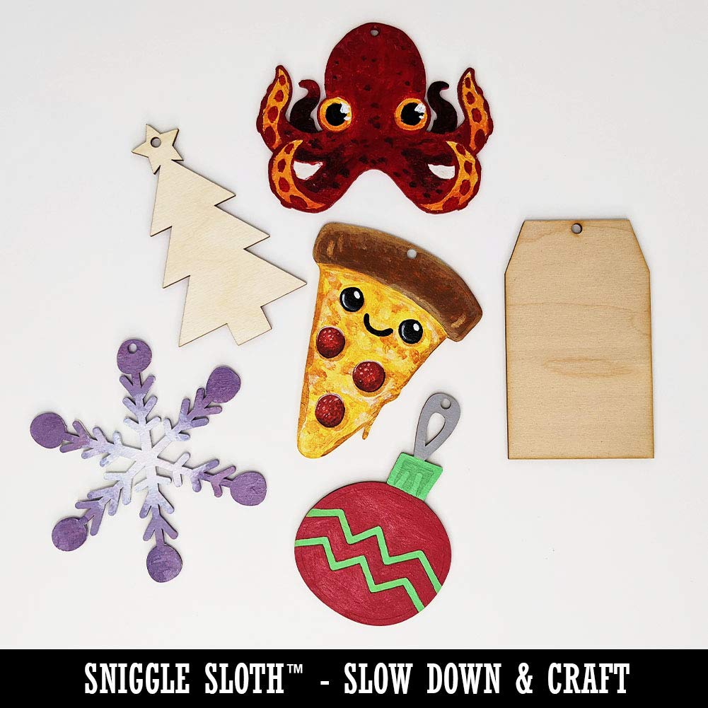 Sniggle Sloth Wood Slice Ornament - Unfinished DIY Christmas Tree Craft with Pre-Drilled Holes - Perfect for Holiday Decorations & Handmade Gift Making