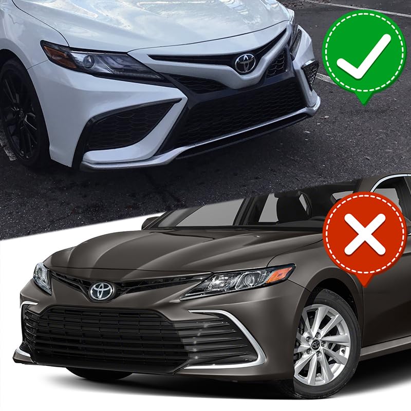 Q1-TECH 9-Piece Front Bumper Body Kit for 2021-2023 Toyota Camry SE XSE - Lip, Side Skirt Extensions & Diffuser Set - ABS Unpainted Matte Black Front Spoiler Air Chin Splitter | Perfect for Car Customization & Street Racing Style Enhancement