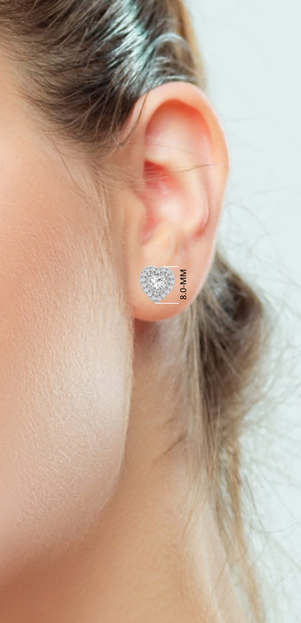 Hypoallergenic Sterling Silver Heart & Halo Stud Earrings for Women - Cubic Zirconia CZ Stud Earrings Set for Everyday Wear, Gift for Her | Perfect for Work, Date Night & Special Occasions