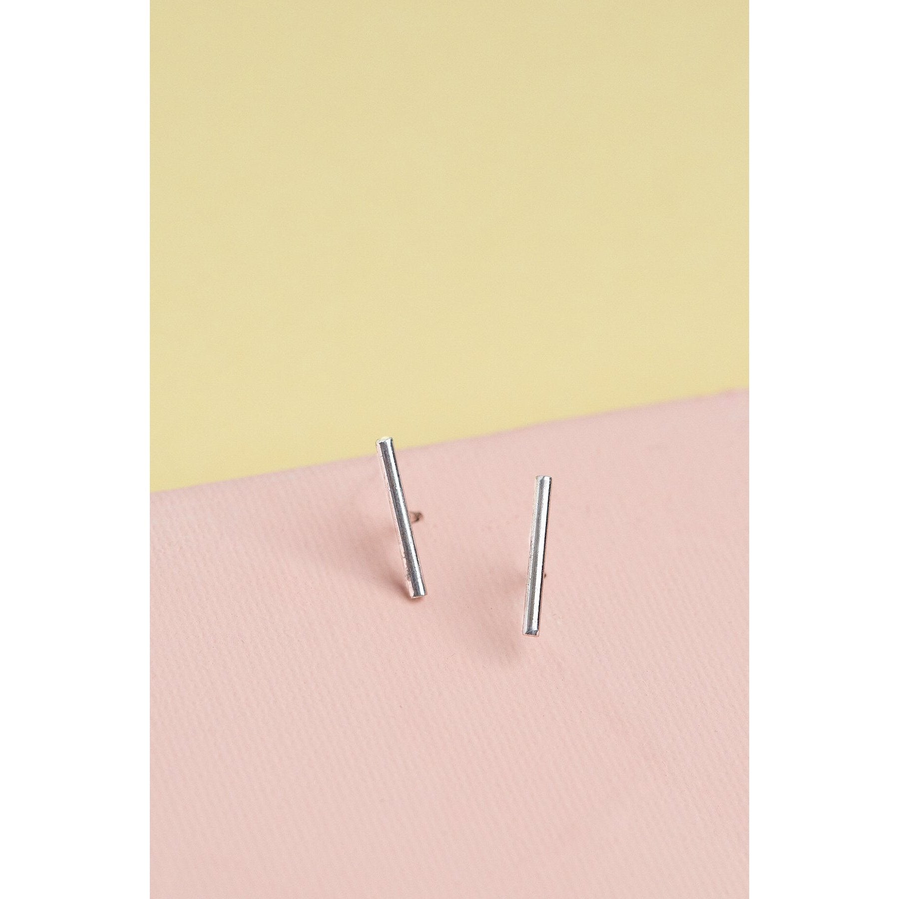 Bar Stud Earrings in White Gold - Elegant & Hypoallergenic Jewelry for Women | Perfect for Parties, Weddings & Everyday Wear