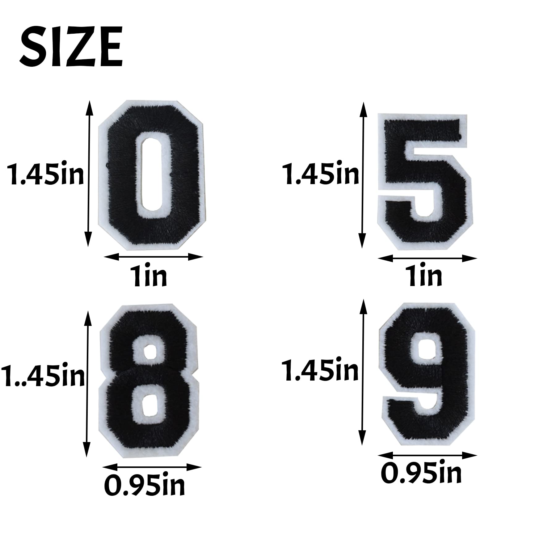 40 Pieces Black Iron-On Number Patches 0-9 for Clothes, Hats, Socks & DIY Projects - Easy Fabric Appliques for Customizing Jeans, Dresses & Accessories | Perfect for School Uniforms, Team Jerseys & Personalized Gifts