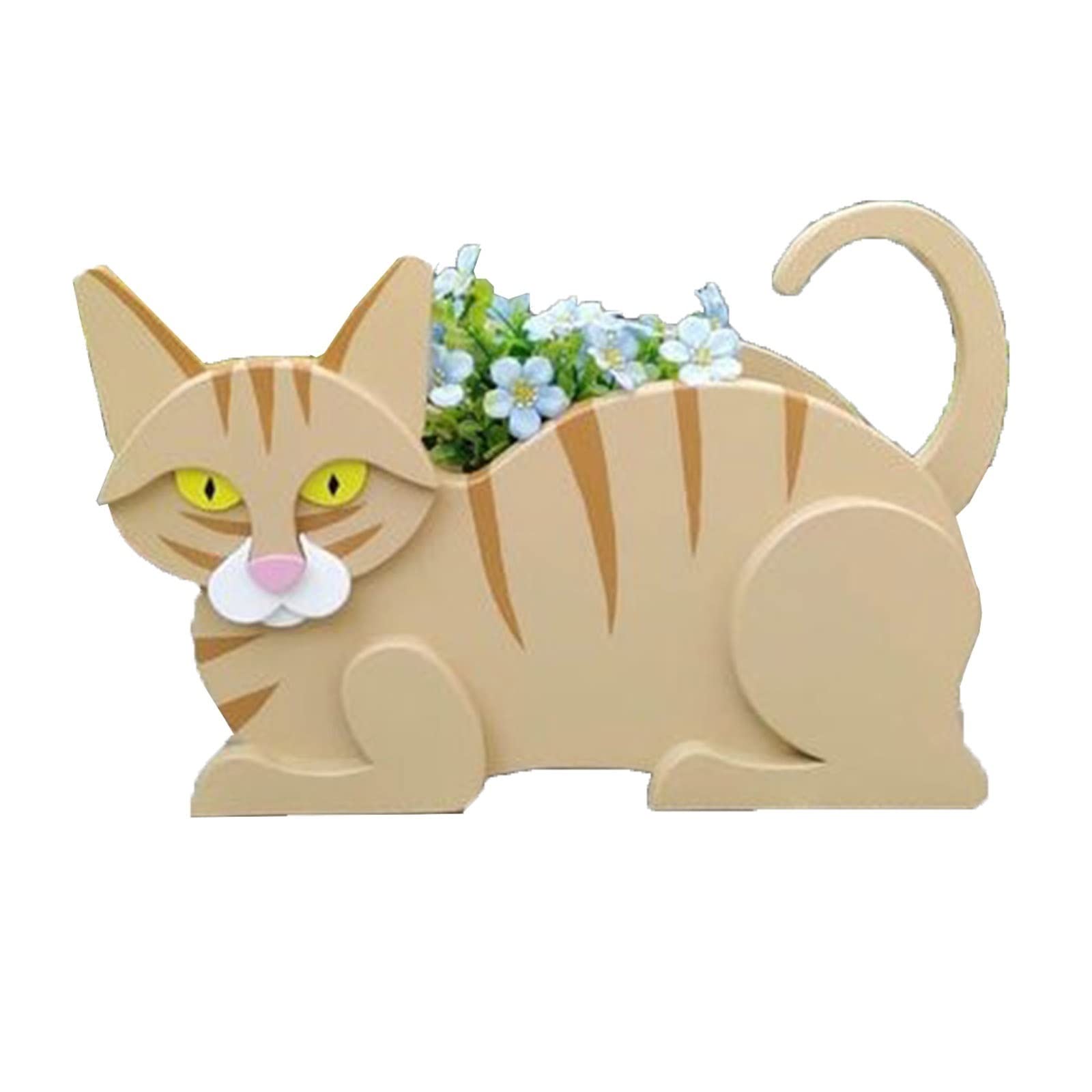 LTHAPPYFUL Cute Cat Planter - PVC Succulent & Flower Pot for Indoor/Outdoor Plants - Home Decor Gift Idea for Garden, Living Room, Office Desk (Color: Green)