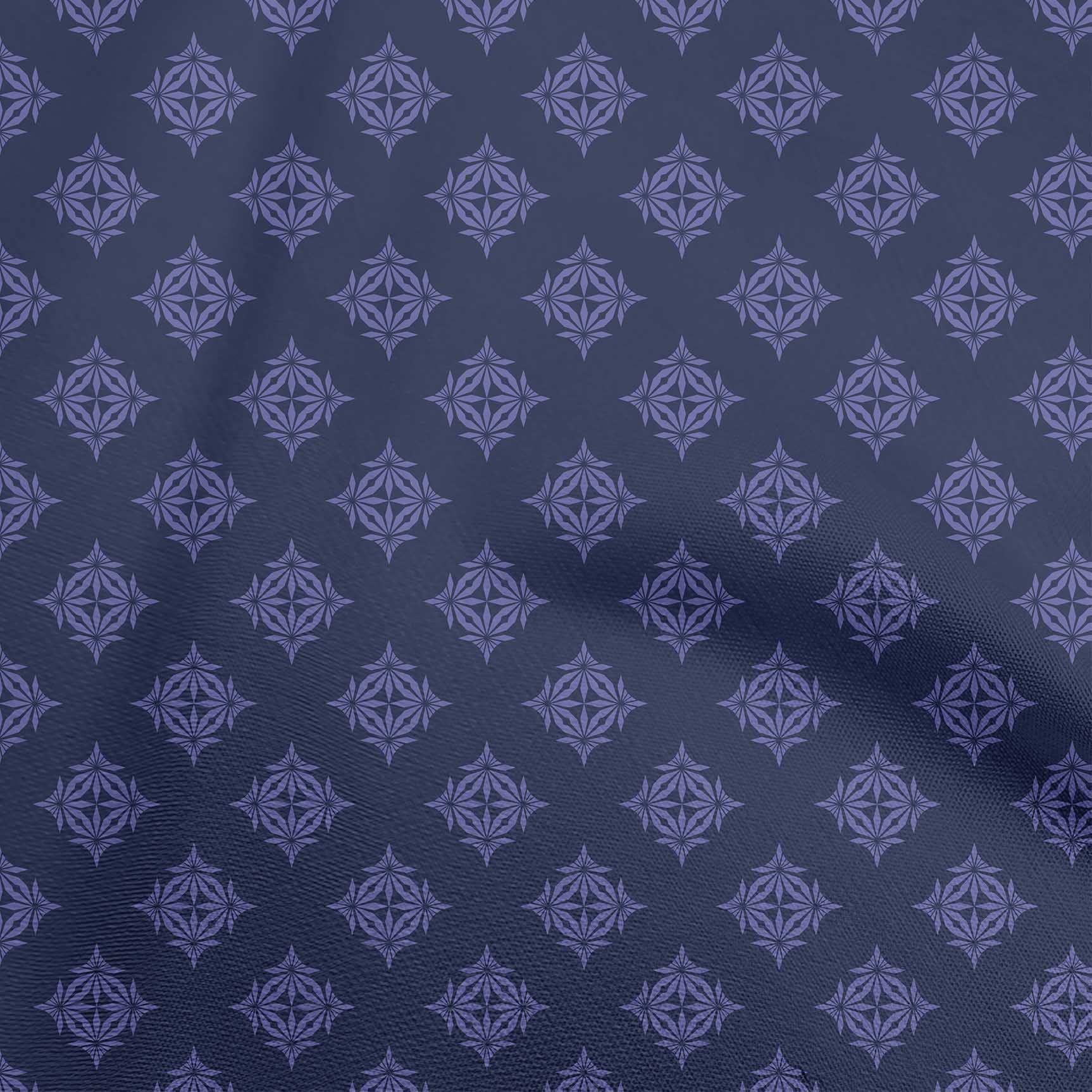 oneOone Polyester Spandex Blue Geometric Print Fabric by The Yard - 56 Inch Wide Stretch Material for Dresses, Skirts & DIY Fashion Projects