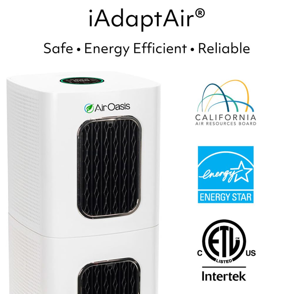 iAdaptAir 2.0 H13 True HEPA Air Purifier - 99.97% Removal of Viruses, Mold, Dust, Smoke, Pollen & Odors - Ultra Quiet WiFi Smart Air Cleaner for Large Rooms up to 3,975 Sq Ft - Perfect for Home, Office, Nursery & Allergy Relief