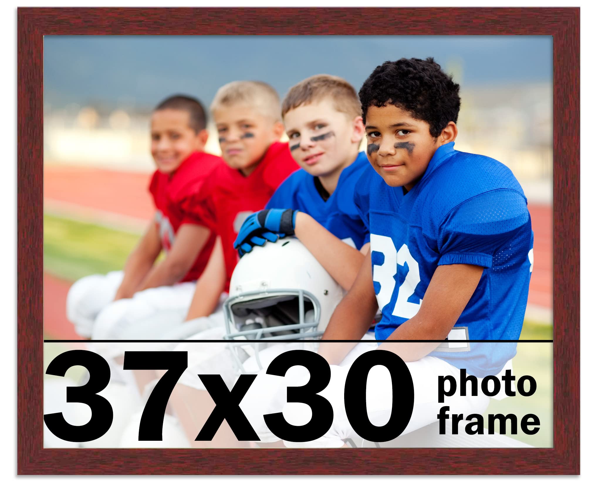 CountryArtHouse 37x30 Inch Solid Mahogany Wood Picture Frame with UV Acrylic Plexiglass, Acid-Free Foam Backing & Hanging Hardware - Perfect for Wall Art, Family Photos, and Home Decor Display