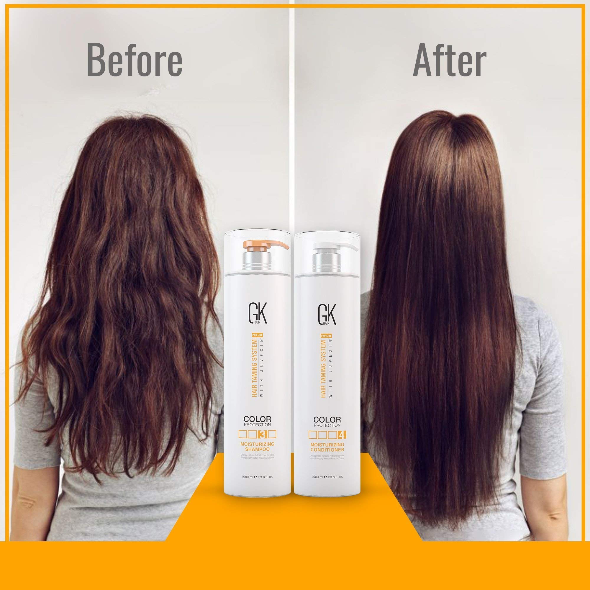 GK HAIR Moisturizing Shampoo & Conditioner Set (300ml) with Leave-In Conditioner Cream (130ml) & Argan Oil Smoothing Serum (10ml) - Hydrating Hair Care Kit for Dry, Damaged Hair - Perfect for Daily Use & Salon-Quality Results at Home
