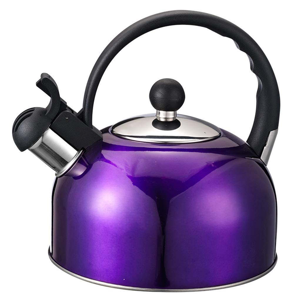 XYSQWZ 2.5L Stainless Steel Whistling Tea Kettle - Stovetop Teapot with Cool Grip Ergonomic Handle, Modern Purple Design for Home Kitchen & Outdoor Camping (Perfect for Tea Lovers & Gift Giving)