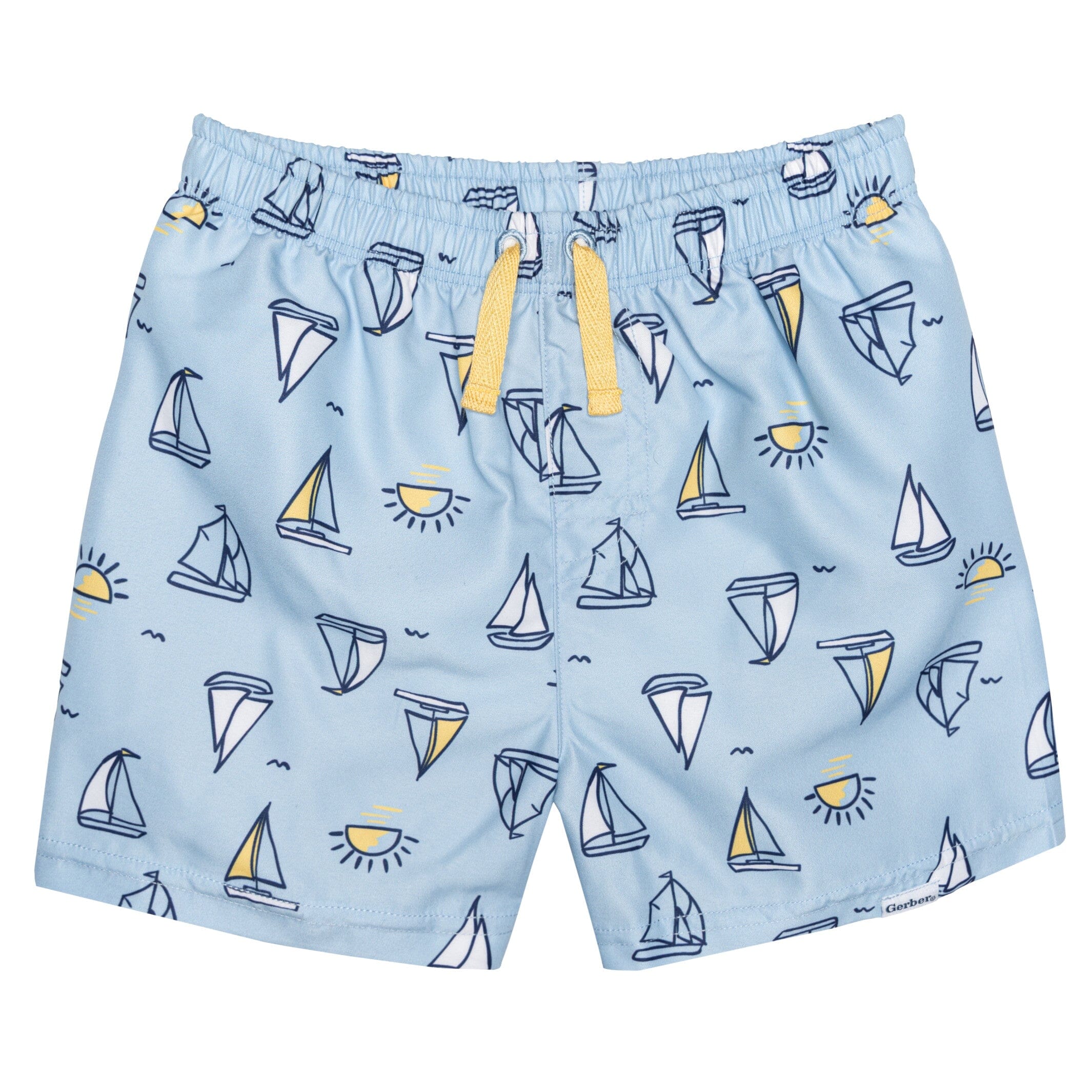 2 Pack UPF 50+ Baby Boys Swim Trunks with Sailboat Print - Quick Dry Swim Shorts for Toddler Beach & Pool Play