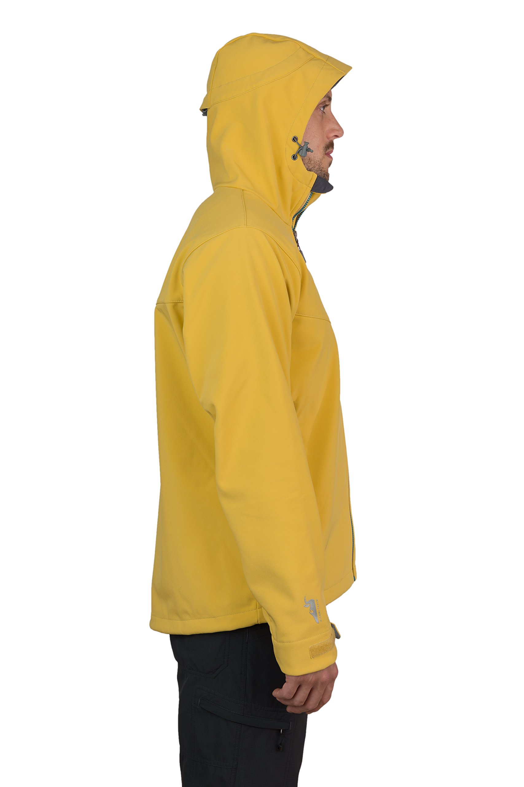 Qaras Men's Mustard Yellow Fleece-Lined Soft Shell Jacket - Waterproof, Windproof, High Loft - Large Size for Outdoor Hiking, Camping & Winter Activities