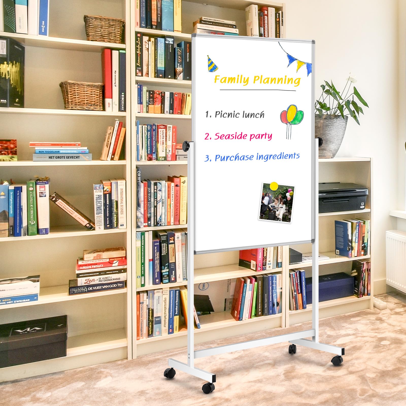 WALGLASS 24x40 Inch Double-Sided Magnetic Whiteboard with Stand - Mobile Rolling Dry Erase Board for Classroom, Office & Home - Perfect for Presentations, Teaching, Brainstorming & Home Organization