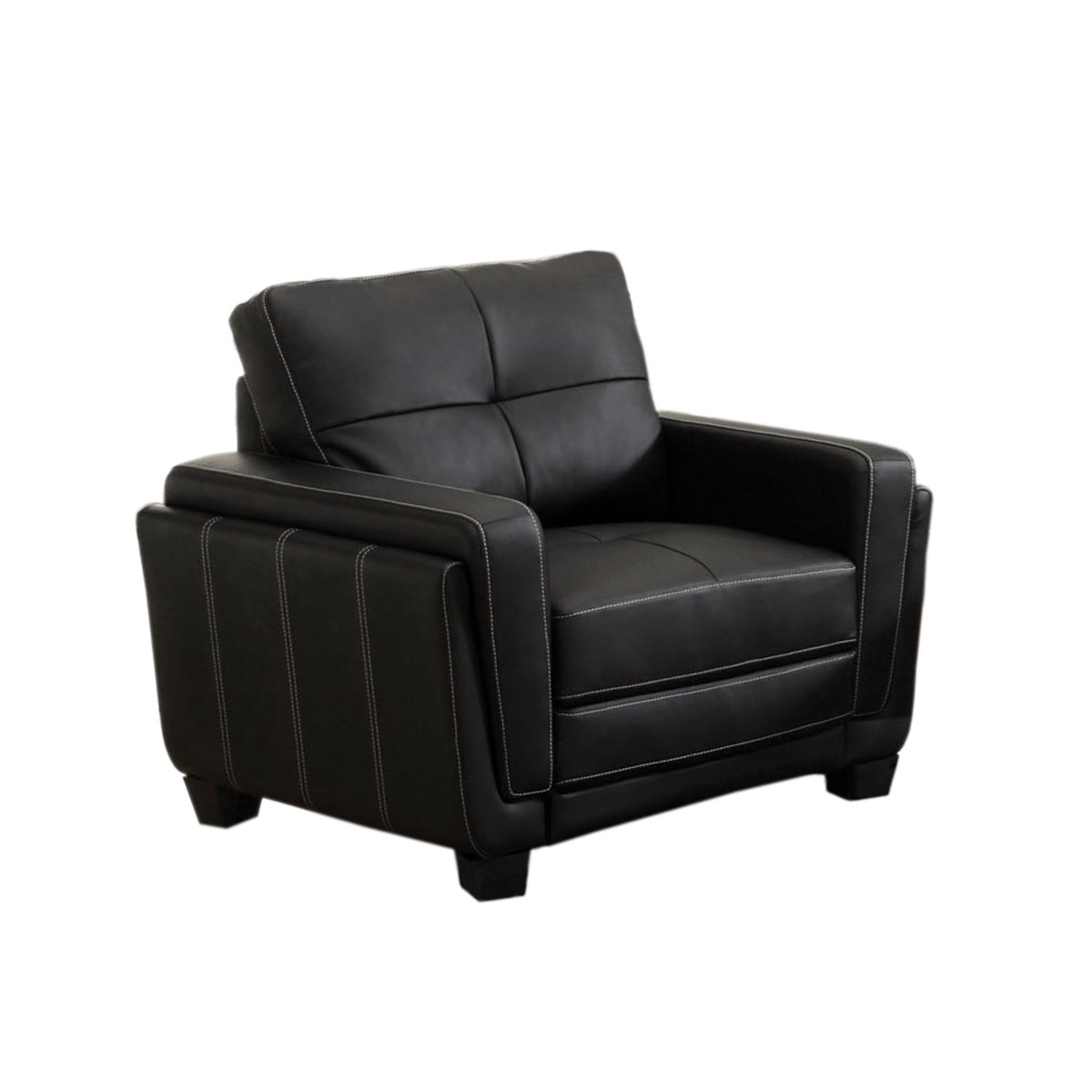 Furniture of America Mitcham Leatherette Chair - Black PU Leather Dining Chair for Kitchen, Living Room & Office - Comfortable Modern Upholstered Seat