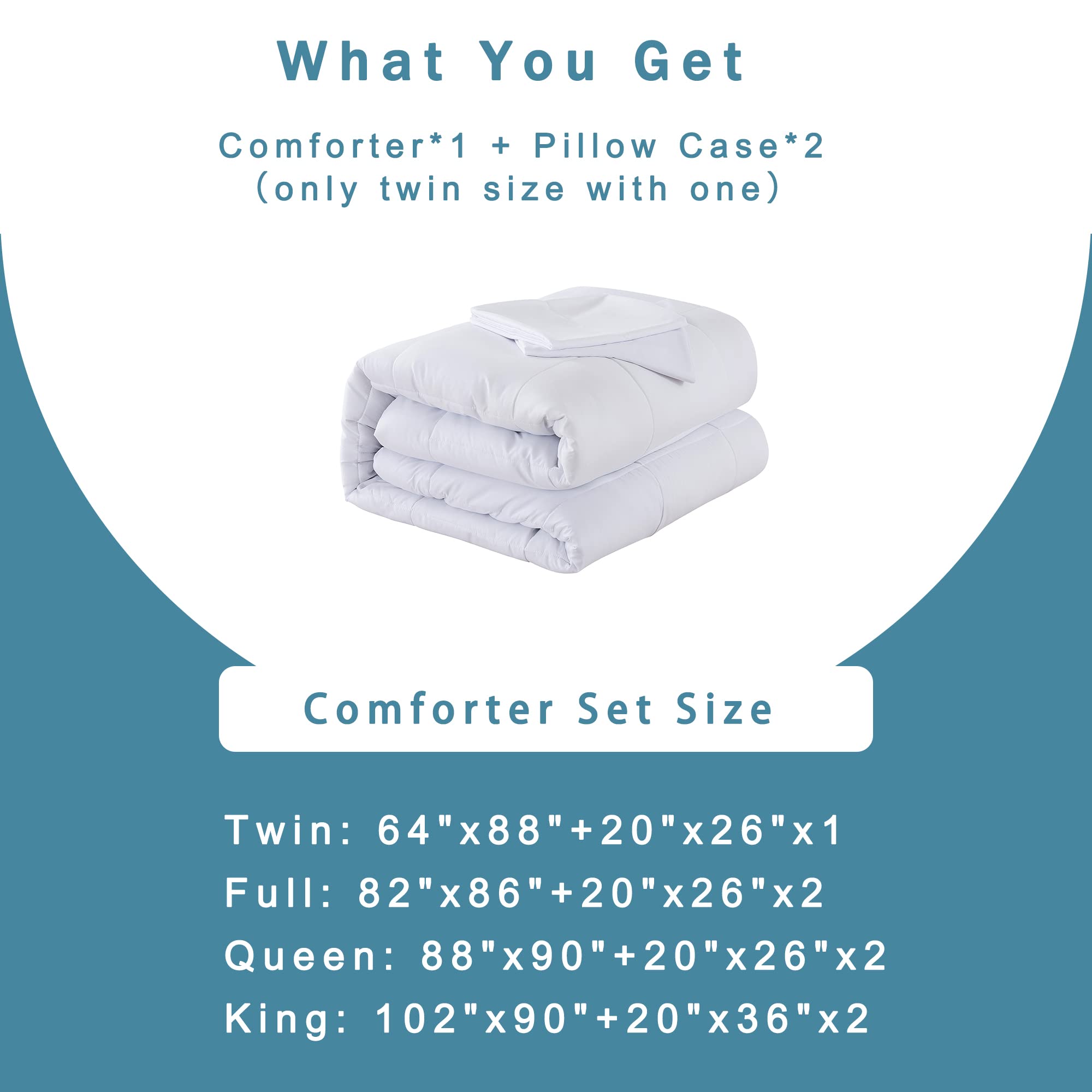 DOWNCOOL King Size Comforter Set - 3 Piece All Season Bedding with Pillow Cases for Cozy Sleep
