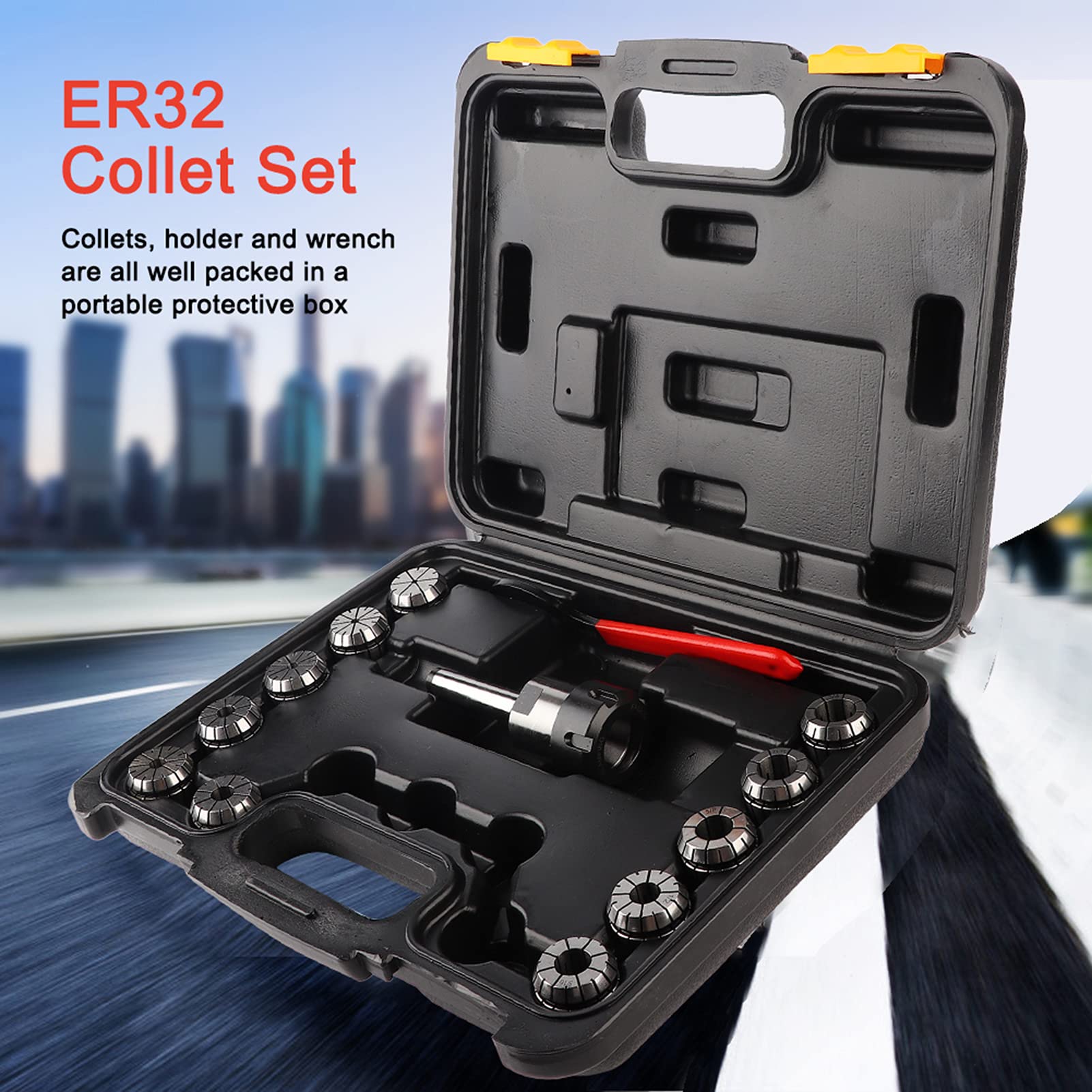 High Precision ER32 Collet Chuck Set with Box for CNC Engraving & Milling Machines - Includes MT2 Shank Holder, Wrench & Spring Collets - Perfect for Metalworking, Woodworking & Precision Machining