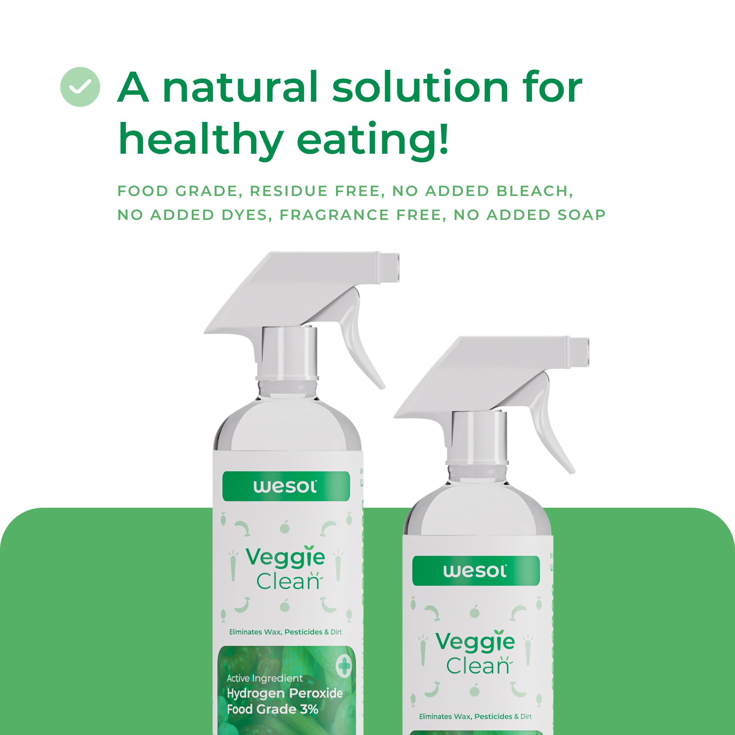 **Wesol 500ml Fruit & Vegetable Wash with 3% Food-Grade Hydrogen Peroxide – Removes Pesticides, 99.9% Germs, Wax – Safe for Organic Produce – Perfect for Fresh Salads, Smoothies & Meal Prep**