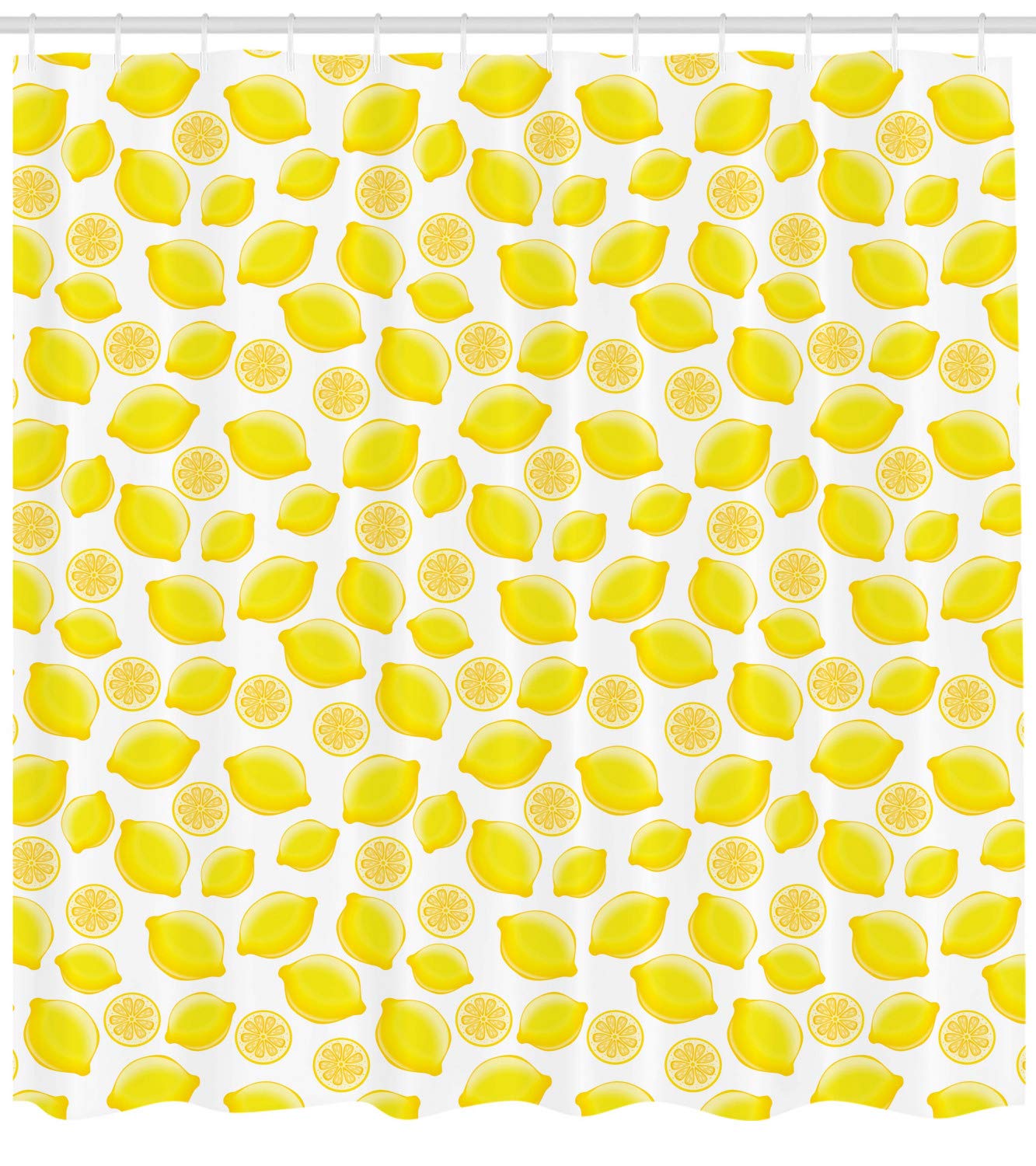 Ambesonne Lemons Shower Curtain - Yellow and White Citrus Fruit Pattern, 105