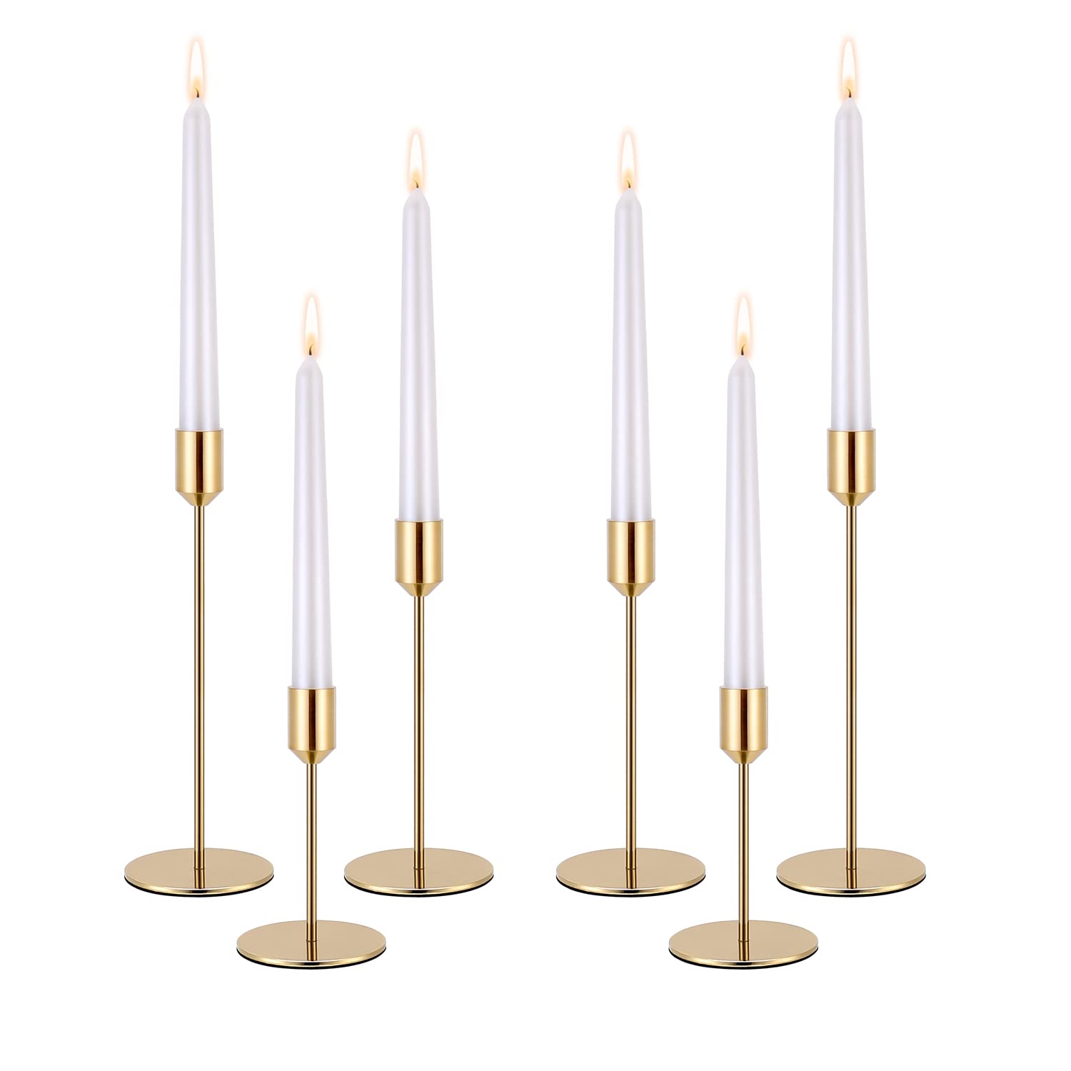 Elegant Gold Candle Holders Set of 6 - Premium Taper Candlestick Holders for Table Decor, Wedding Centerpieces, Dining, Anniversary & Party Decorations (Candles Not Included) | Perfect for Romantic Dinners, Holiday Tablescapes & Special Event Decor